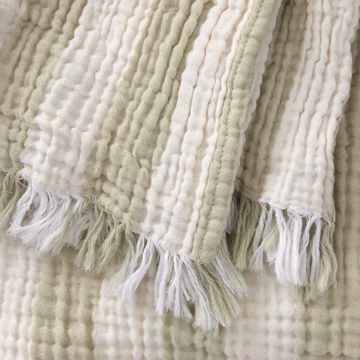 Plaid en gaze de coton, cyclades DESFORGES Vert