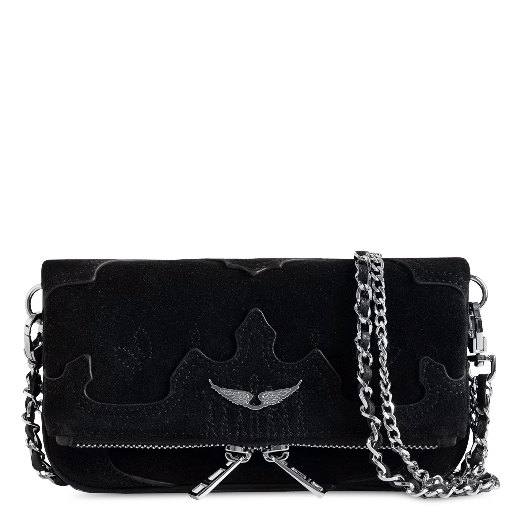 Sac bandoulière en cuir velours rock mini ZADIG&VOLTAIRE Noir