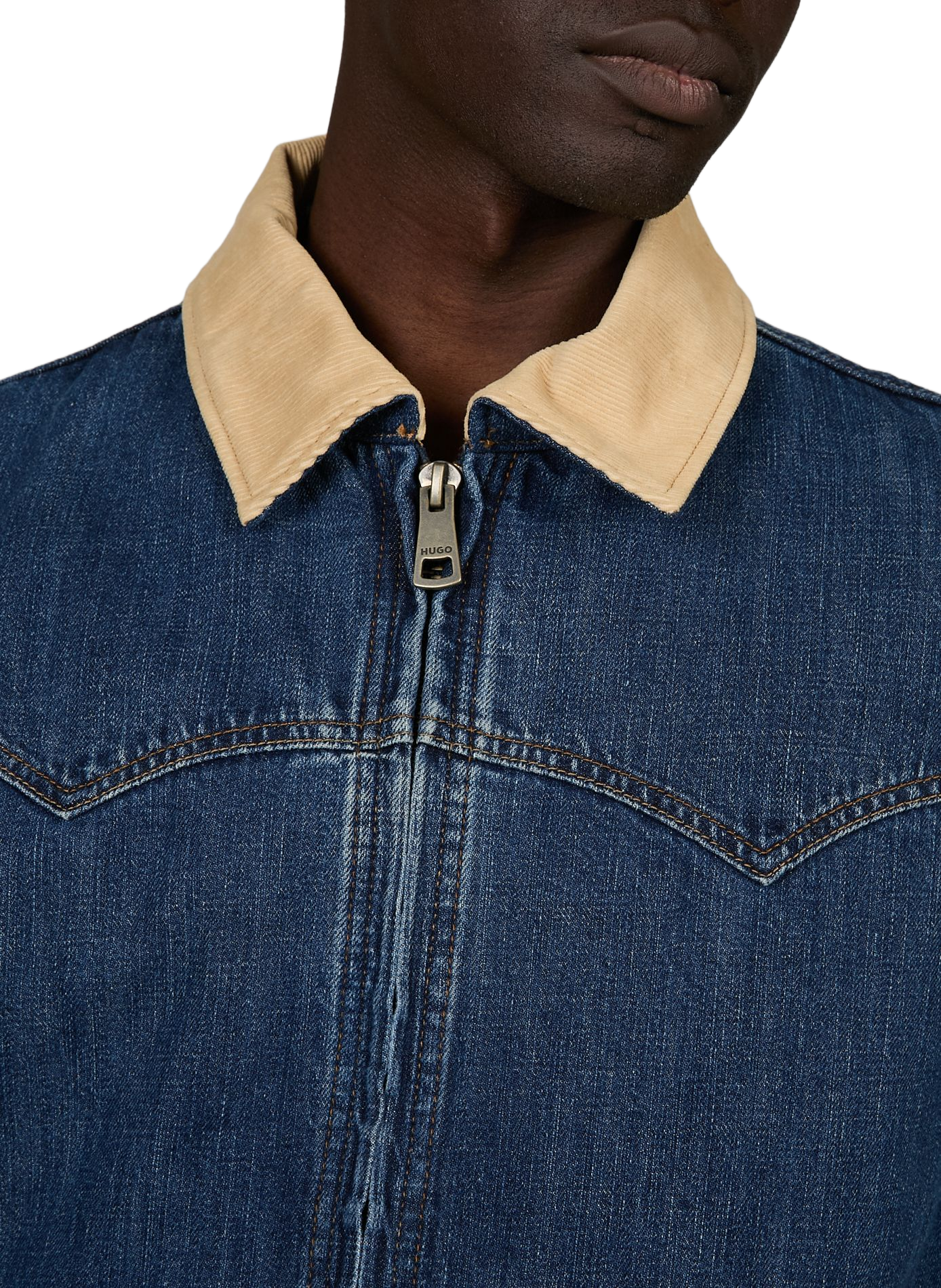 Jacket with classic cotton denim collar HUGO BLUE Blue