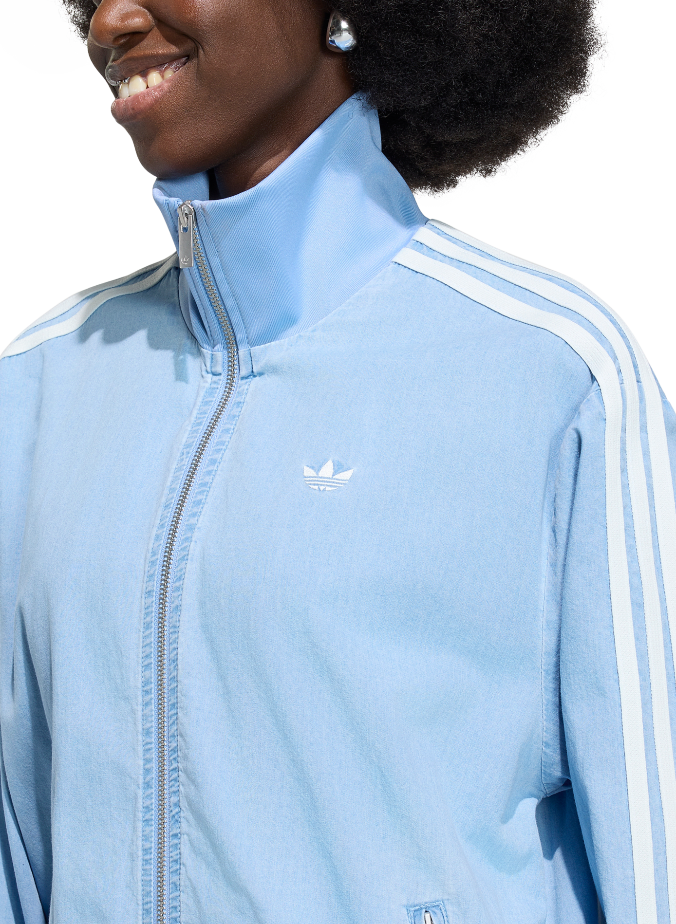 Veste à col montant en coton ADIDAS Bleu