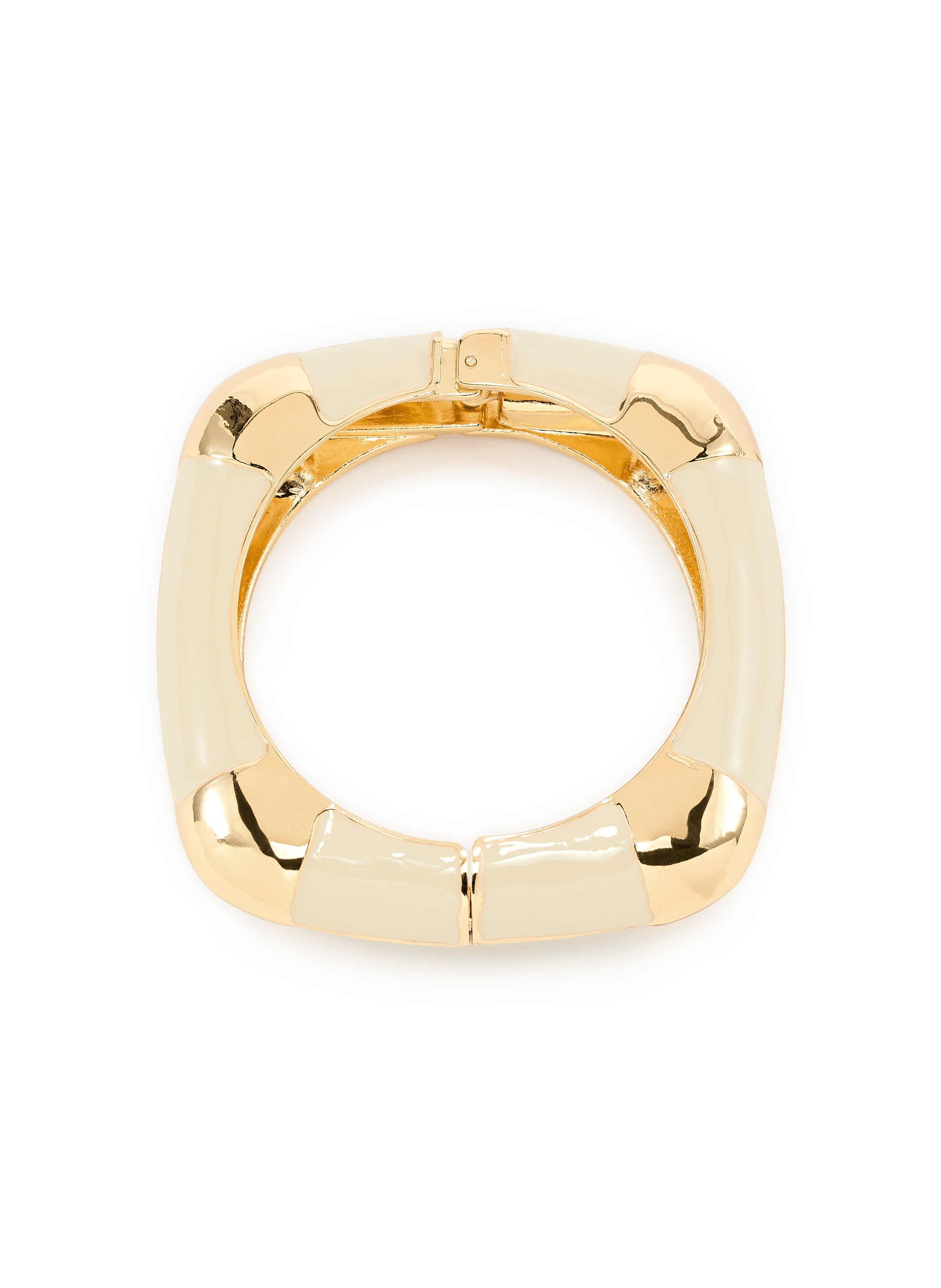 Gelbgold vergoldetes Emaille-Armband. AU PRINTEMPS PARIS Beige