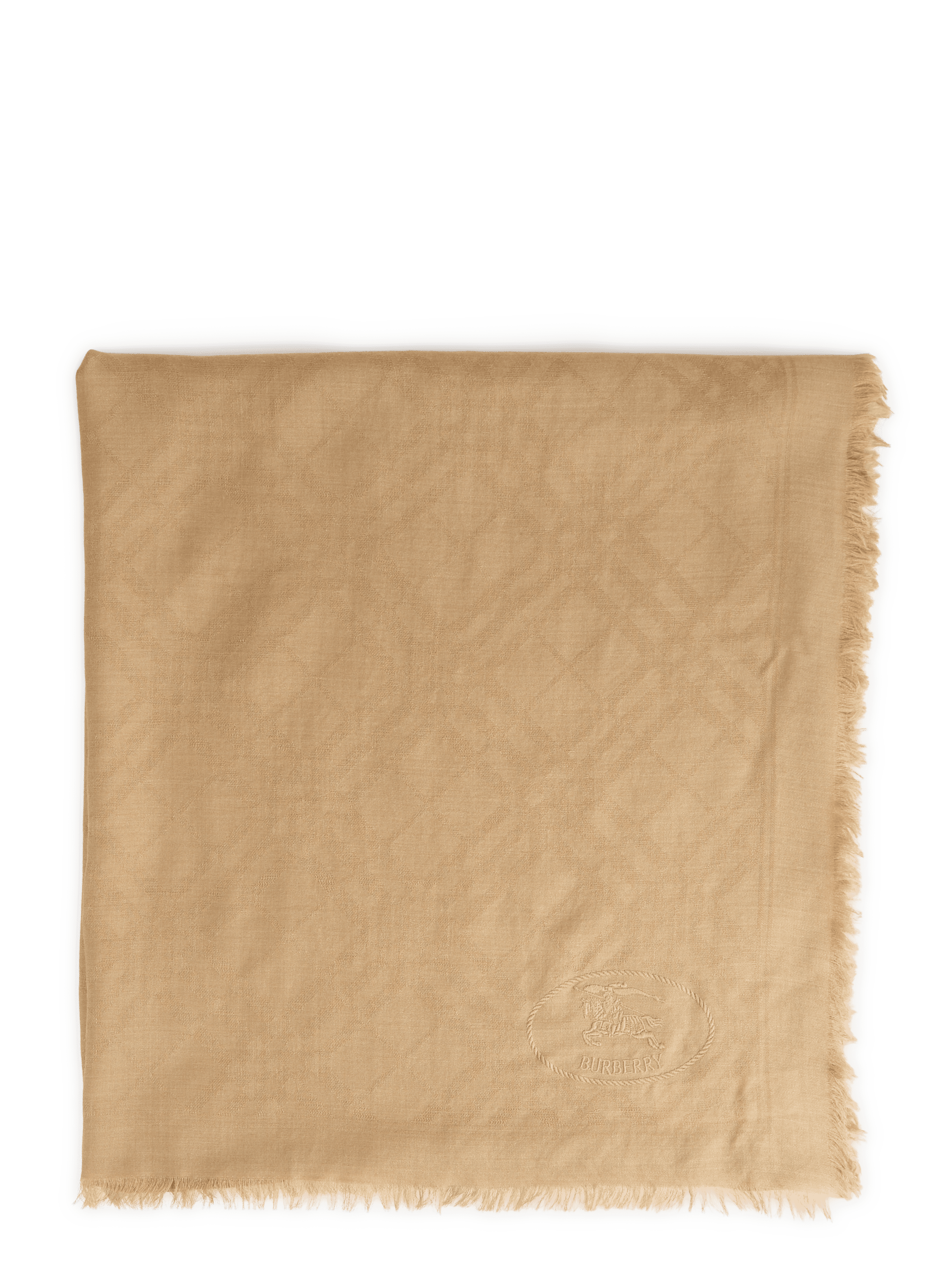 Printed wool blend scarf BURBERRY Beige