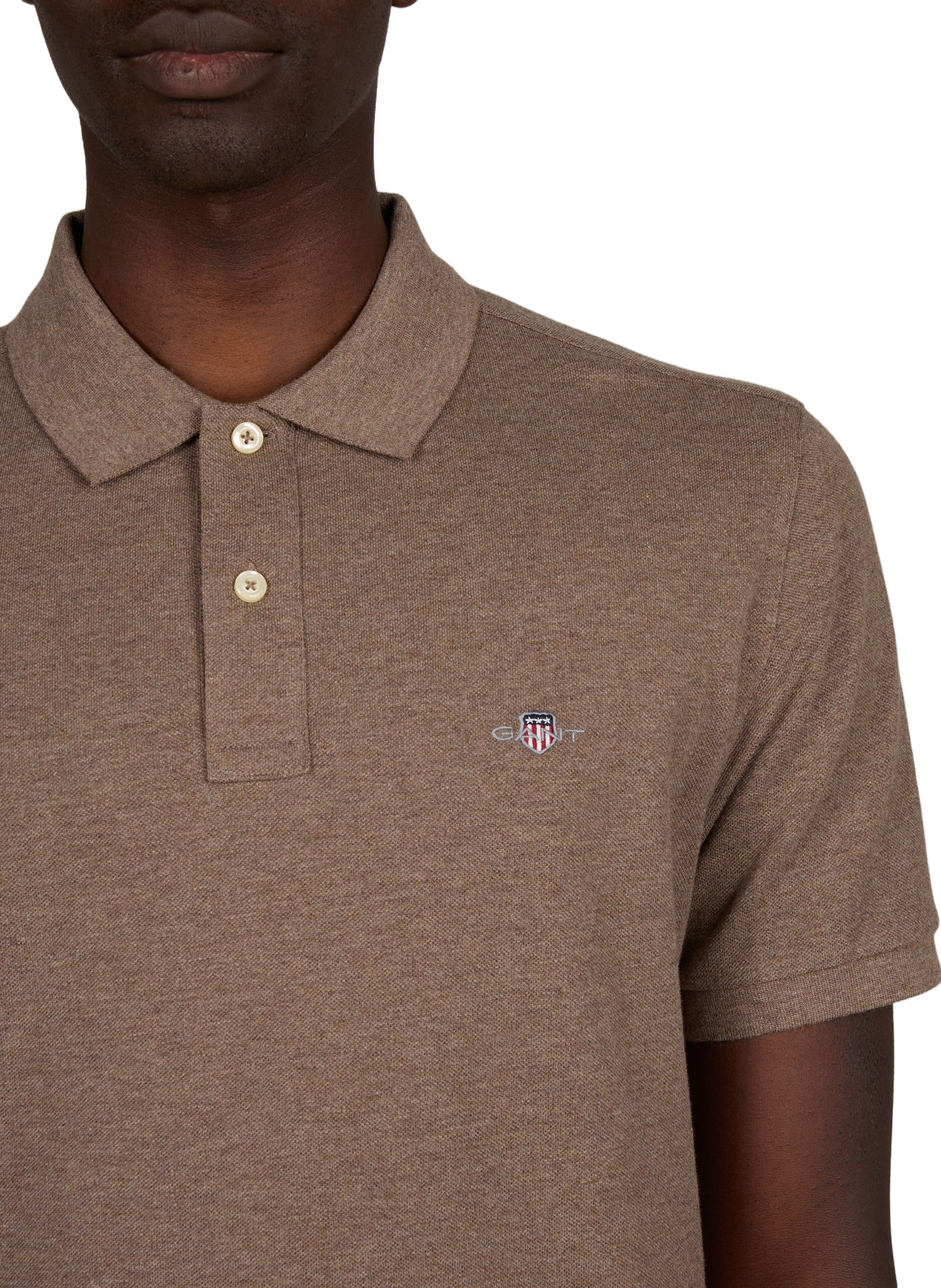 Short-sleeved cotton polo shirt GANT Brown