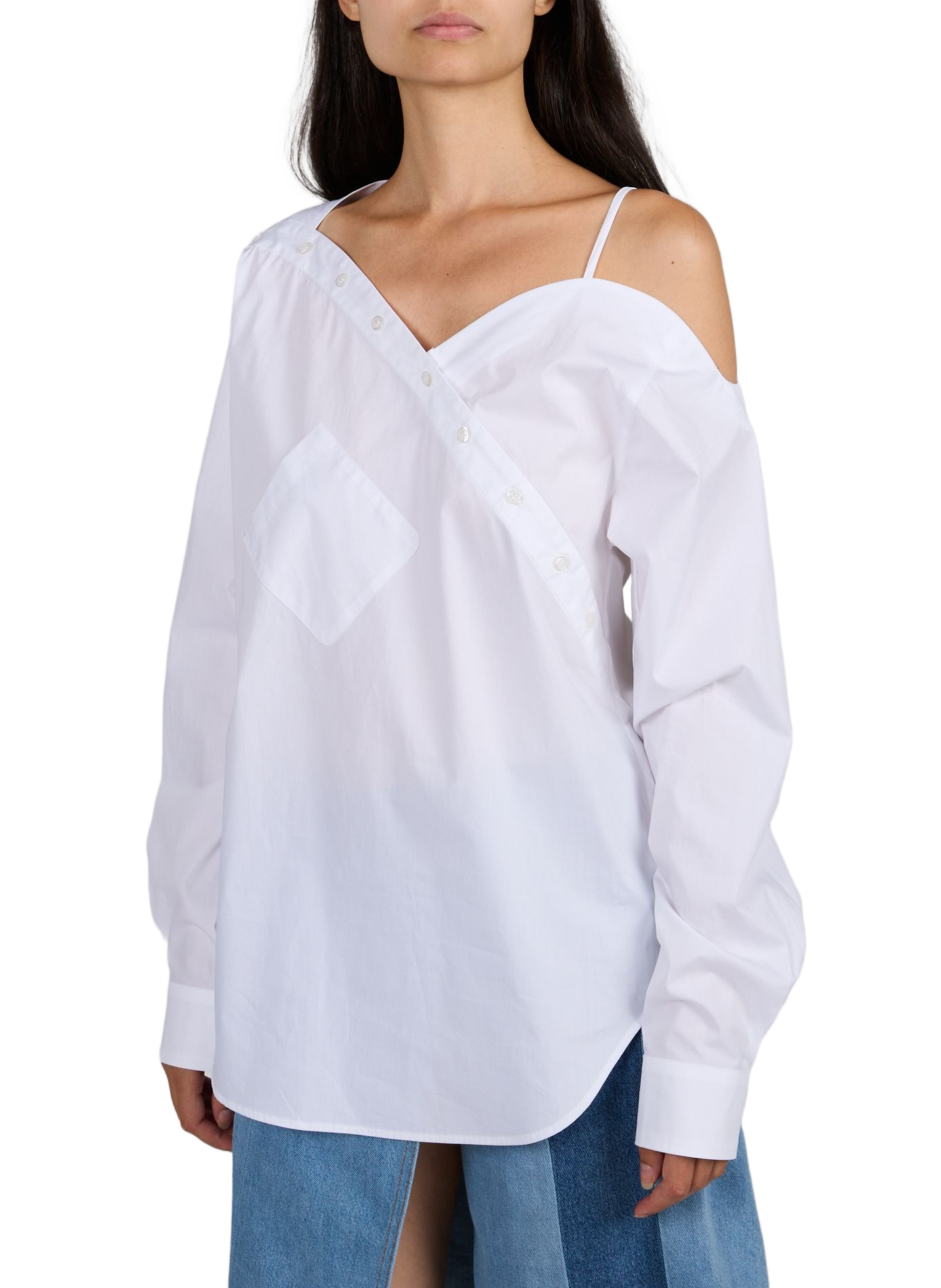 Asymmetrische Baumwoll-Bluse mit Herzprint COPERNI Weiss