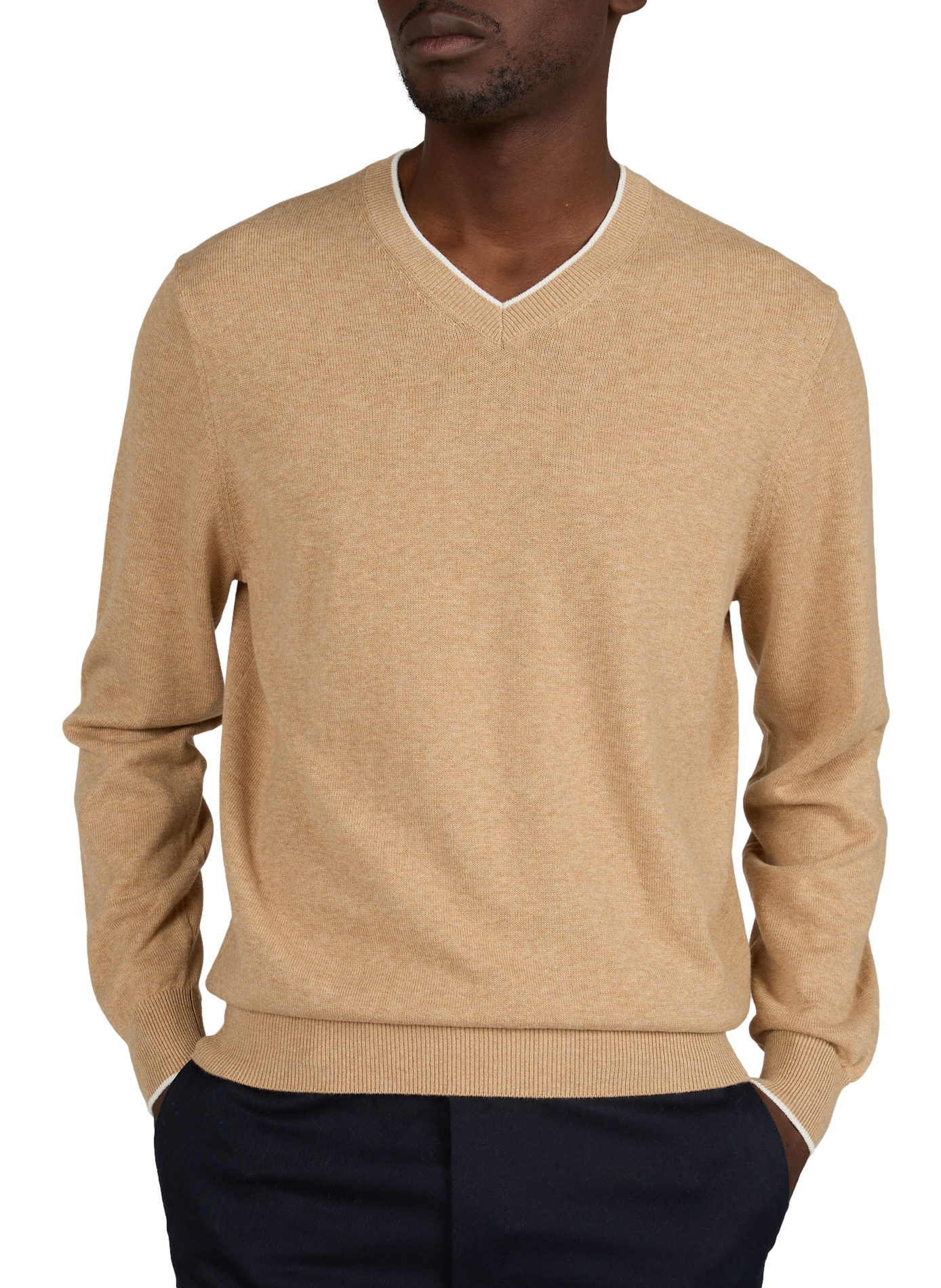 V-Ausschnitt-Pullover aus Baumwollmischung VAN LAACK Beige