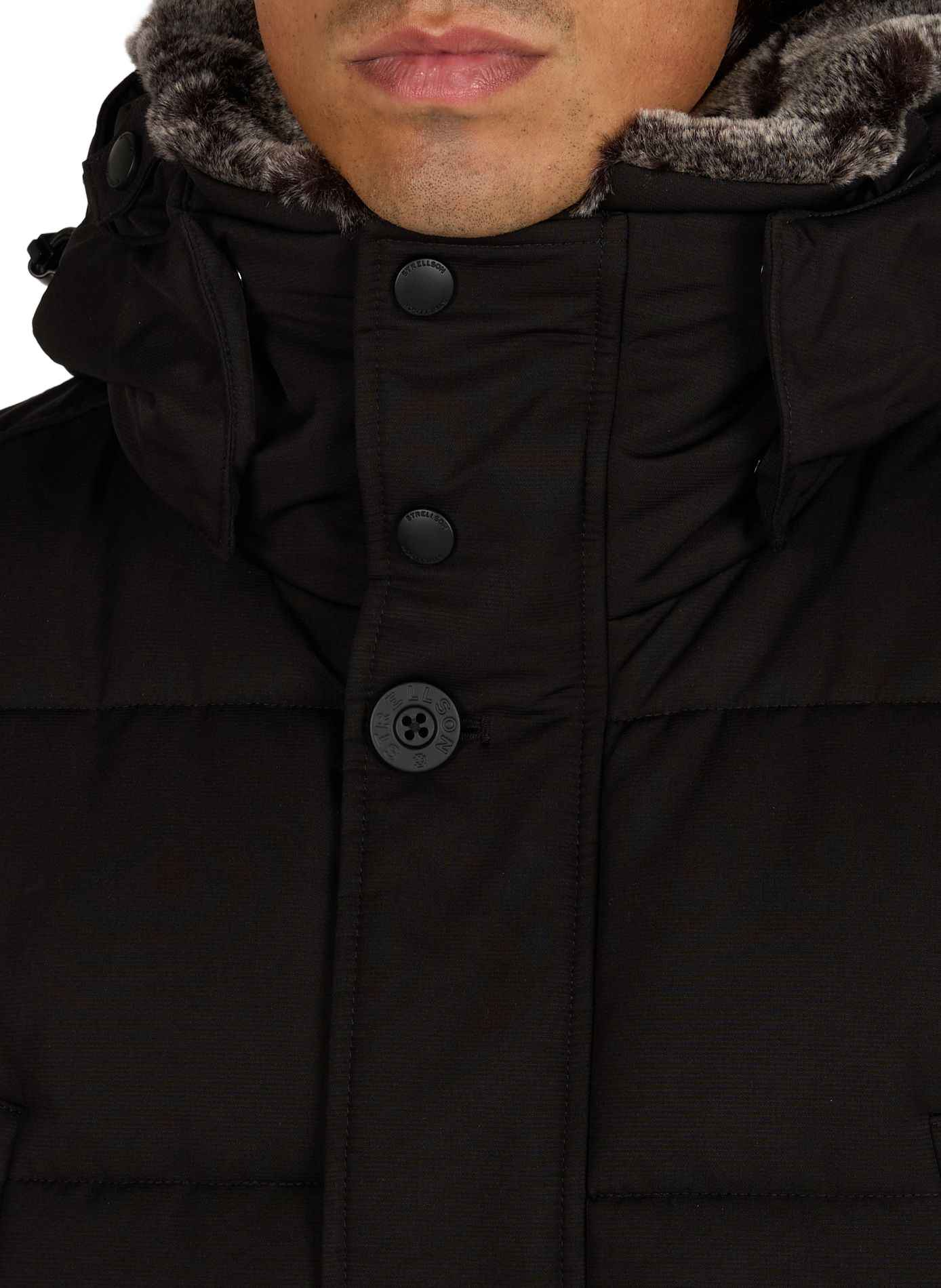 Oversized gewatteerde jas met capuchon STRELLSON Zwart