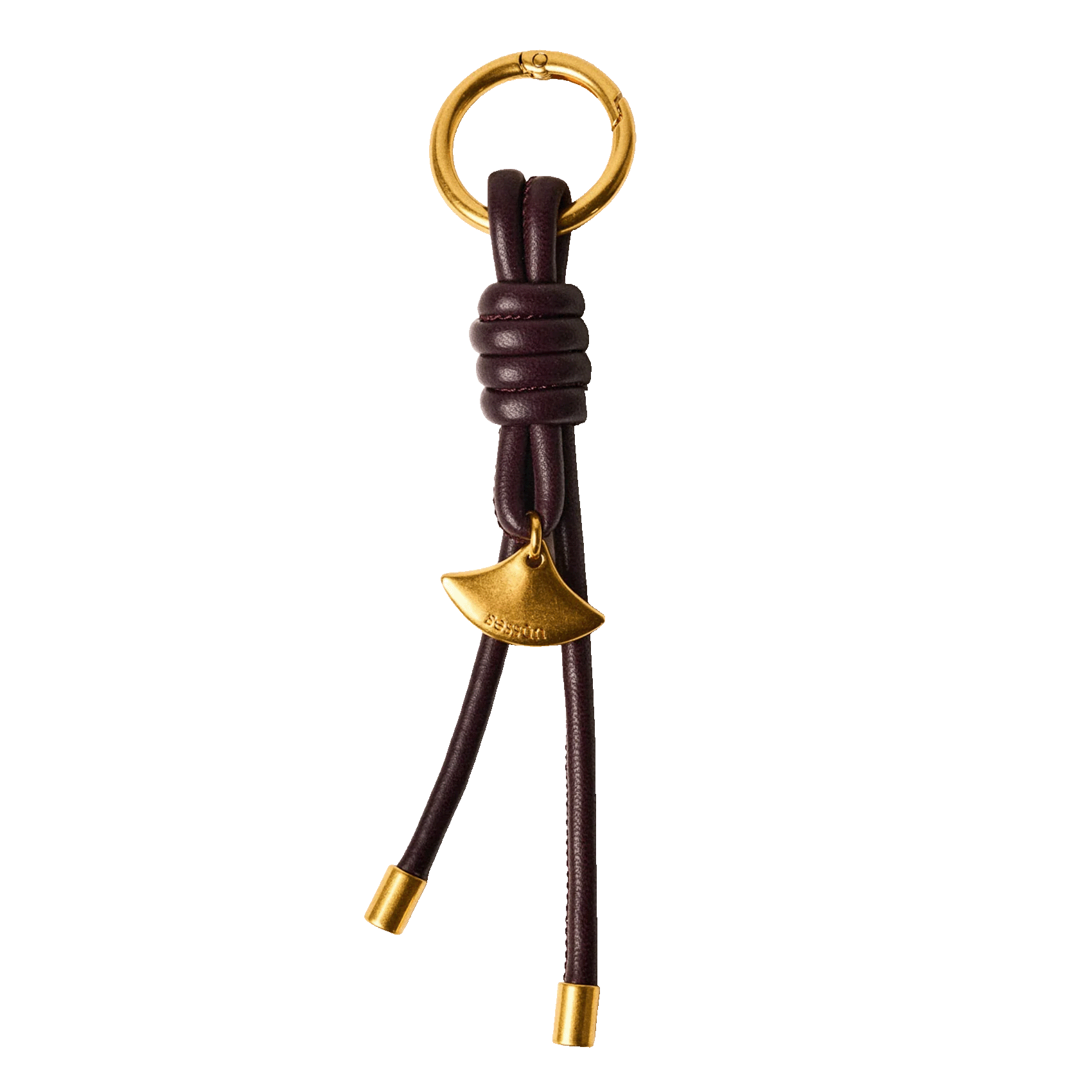 Porte-clés noeud en cuir divi charm SESSUN Marron