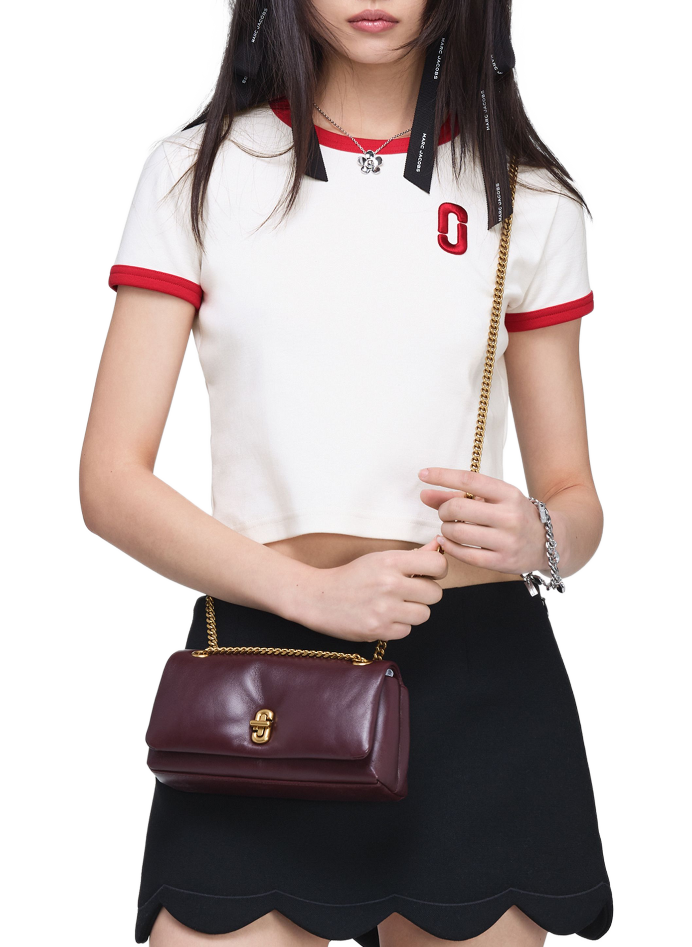Mini sac The Pop J Marc en cuir d'agneau MARC JACOBS Rouge