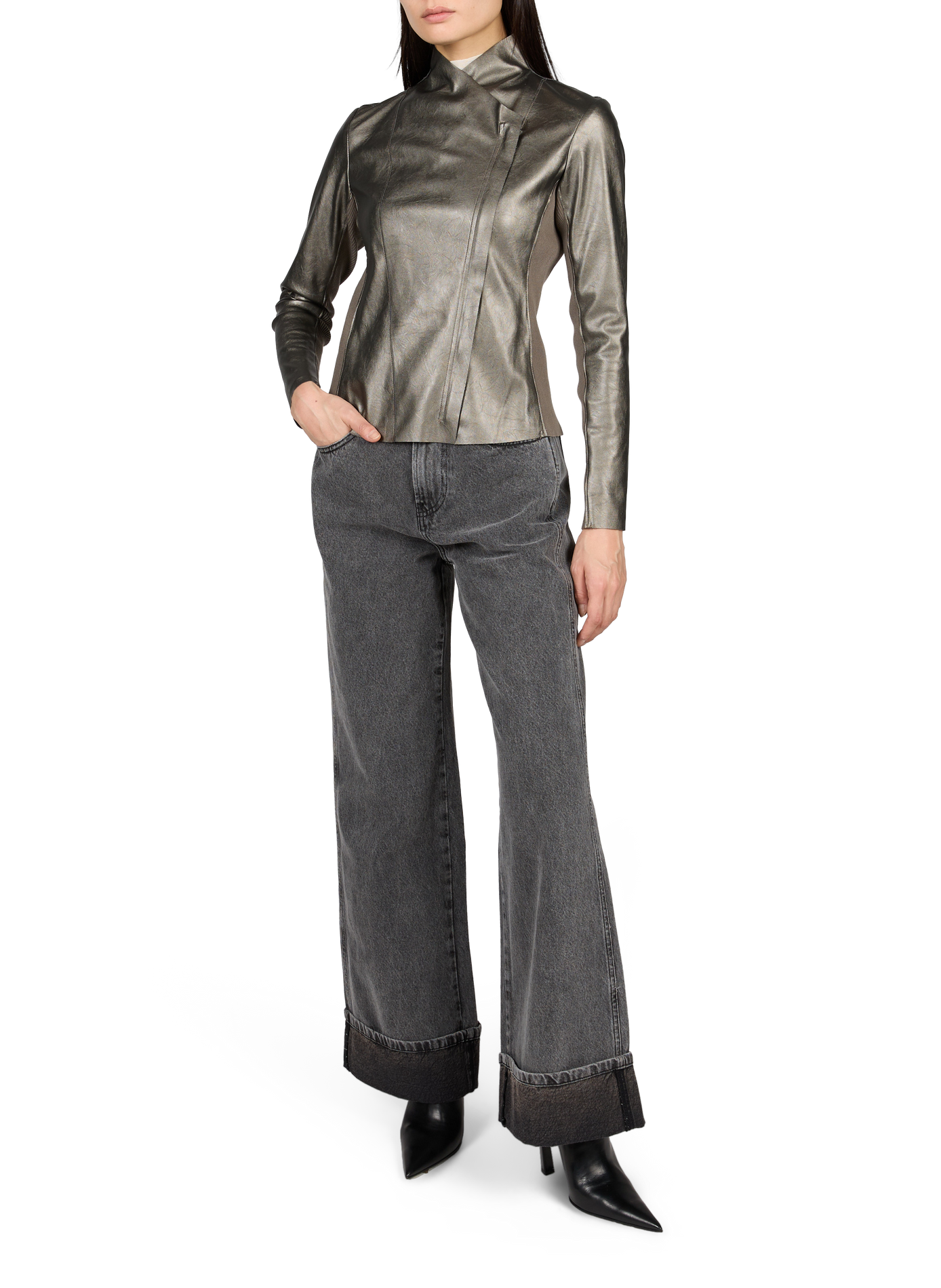 Metallic straight-cut jacket ADOLFO DOMINGUEZ Silver