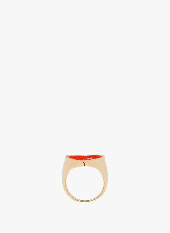 Chevalière coeur corail or jaune | Orange by YVONNE LÉON Chevalière coeur corail or jaune Orange
