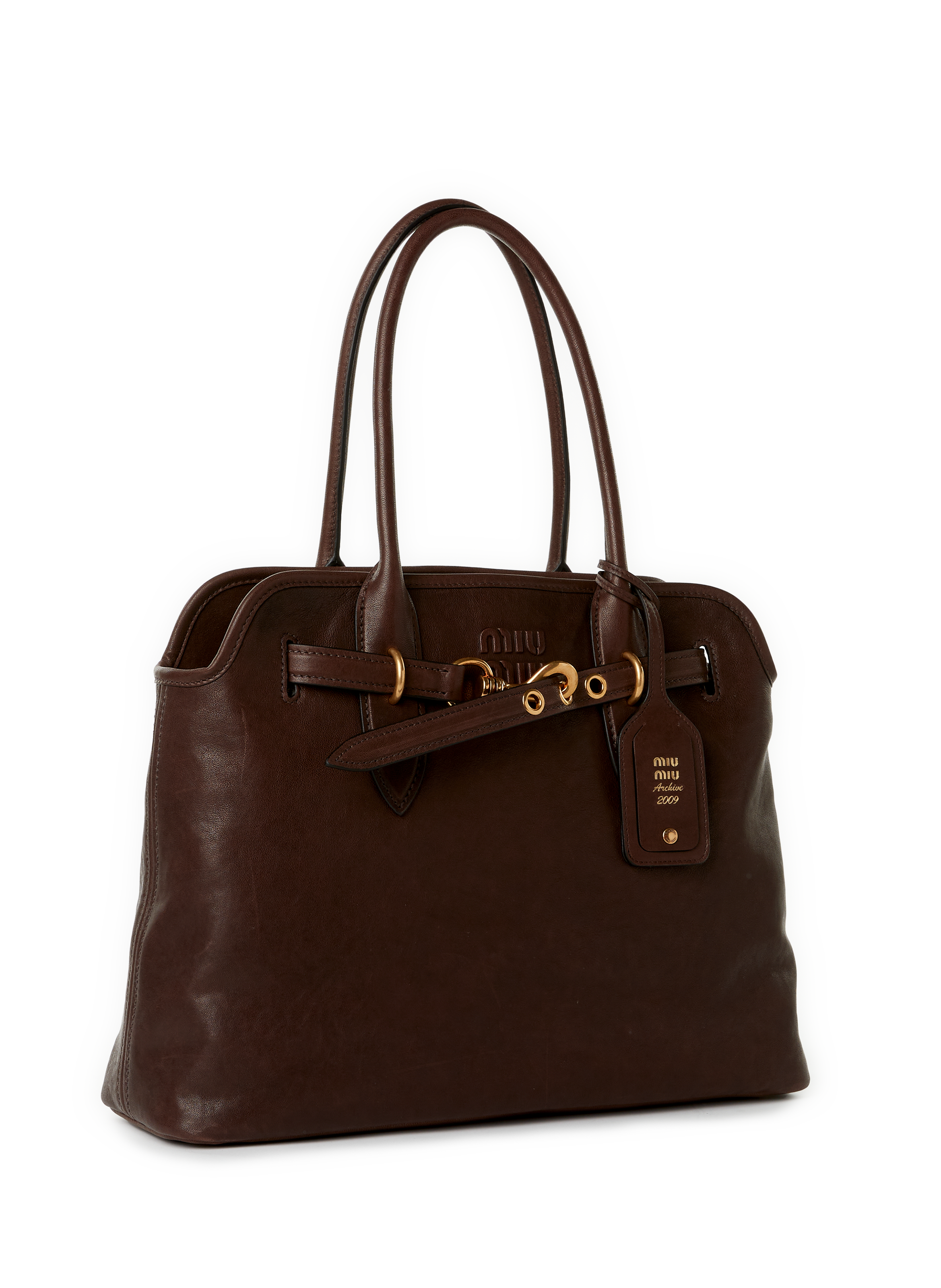 Sac à main Aventure en cuir  MIU MIU Marron