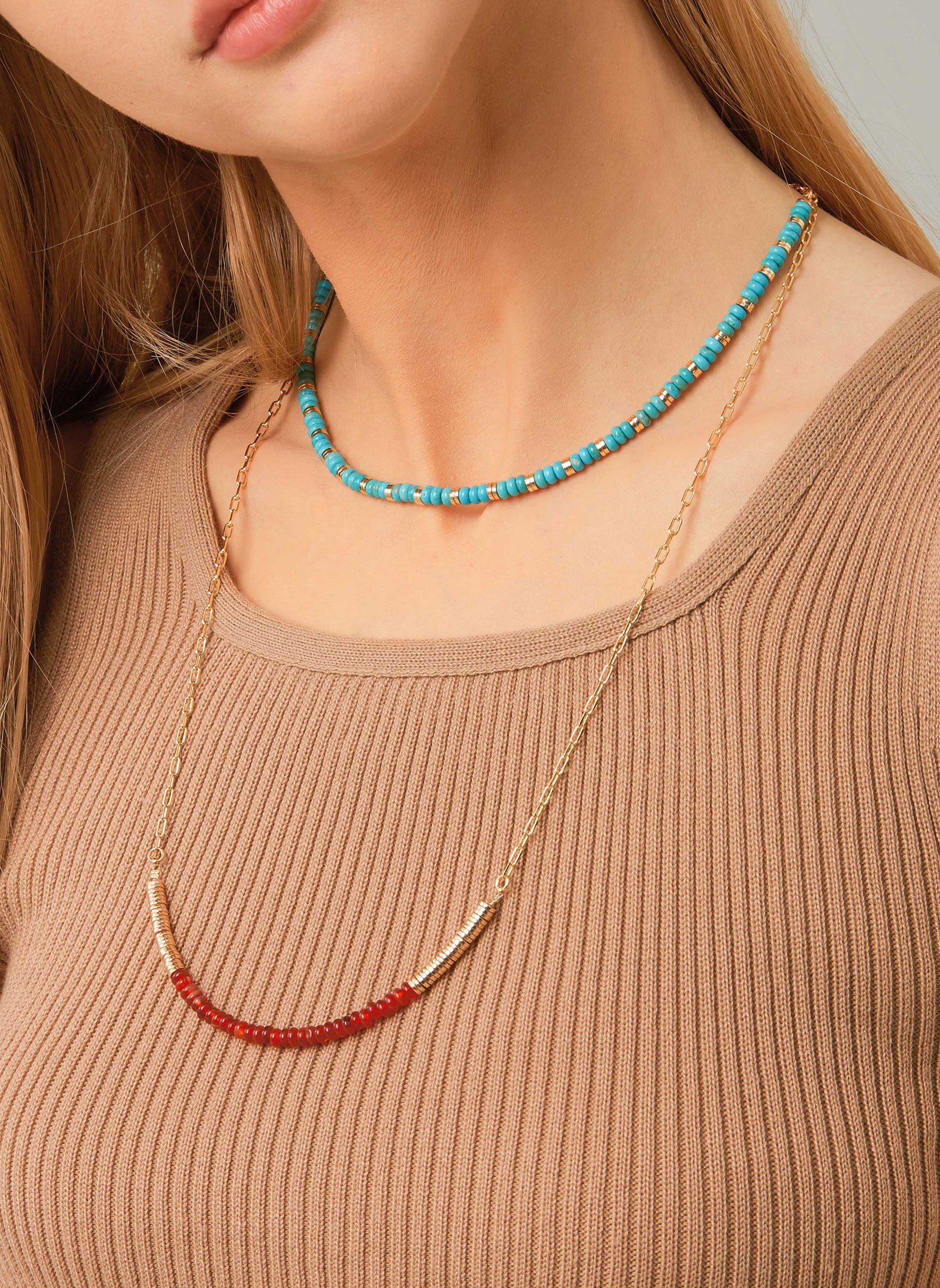 Collier chaîne avec pierres semi-précieuses joaquin HIPANEMA Rouge