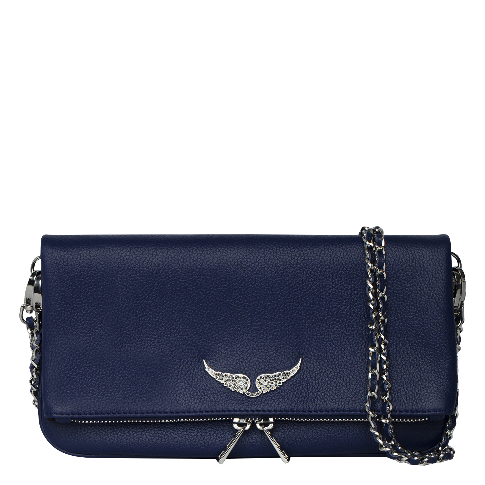 Pochette en cuir rock ZADIG&VOLTAIRE Bleu