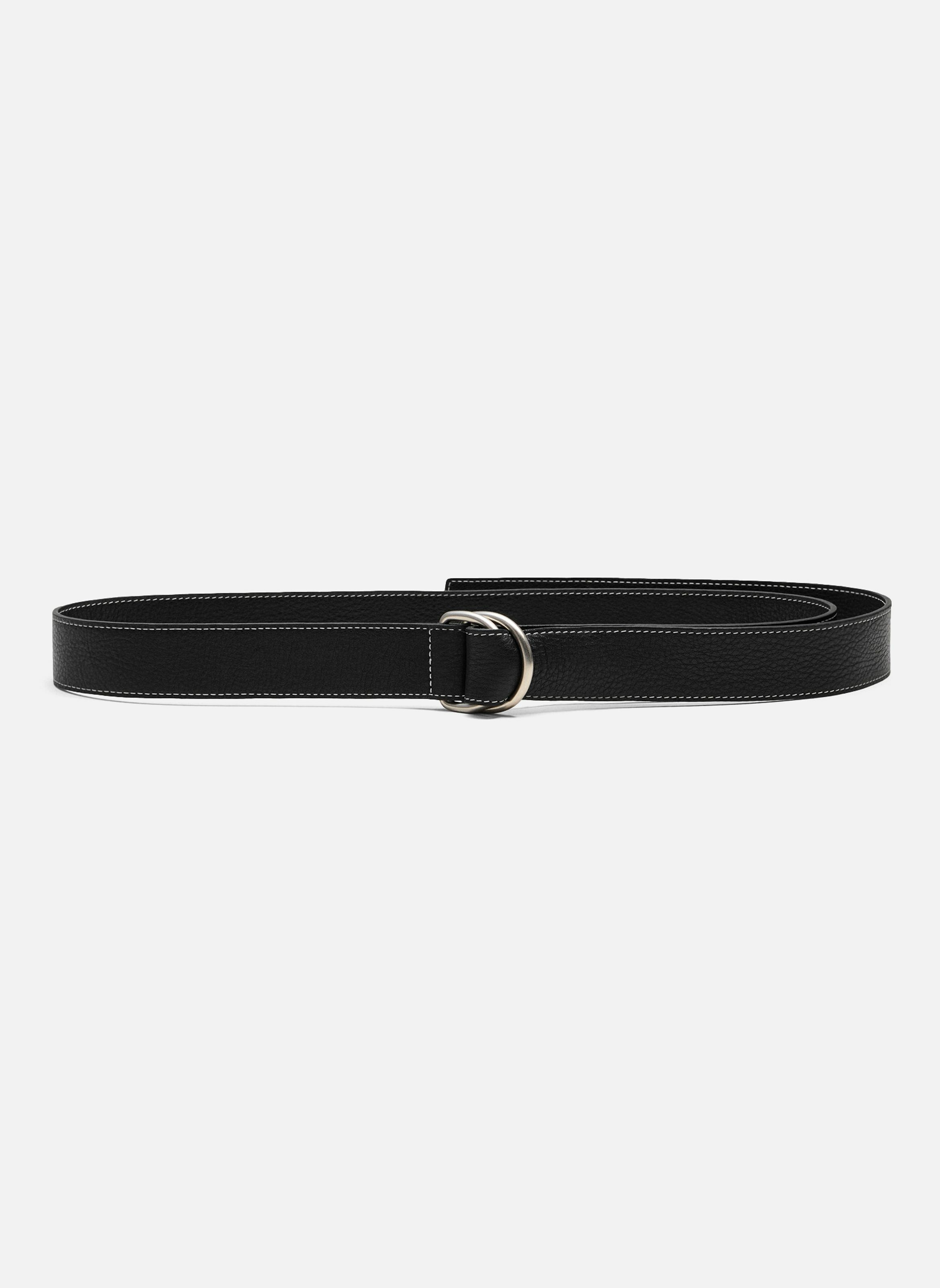 Ceinture boucle double 35mm en cuir souple unisexe AMI PARIS Noir