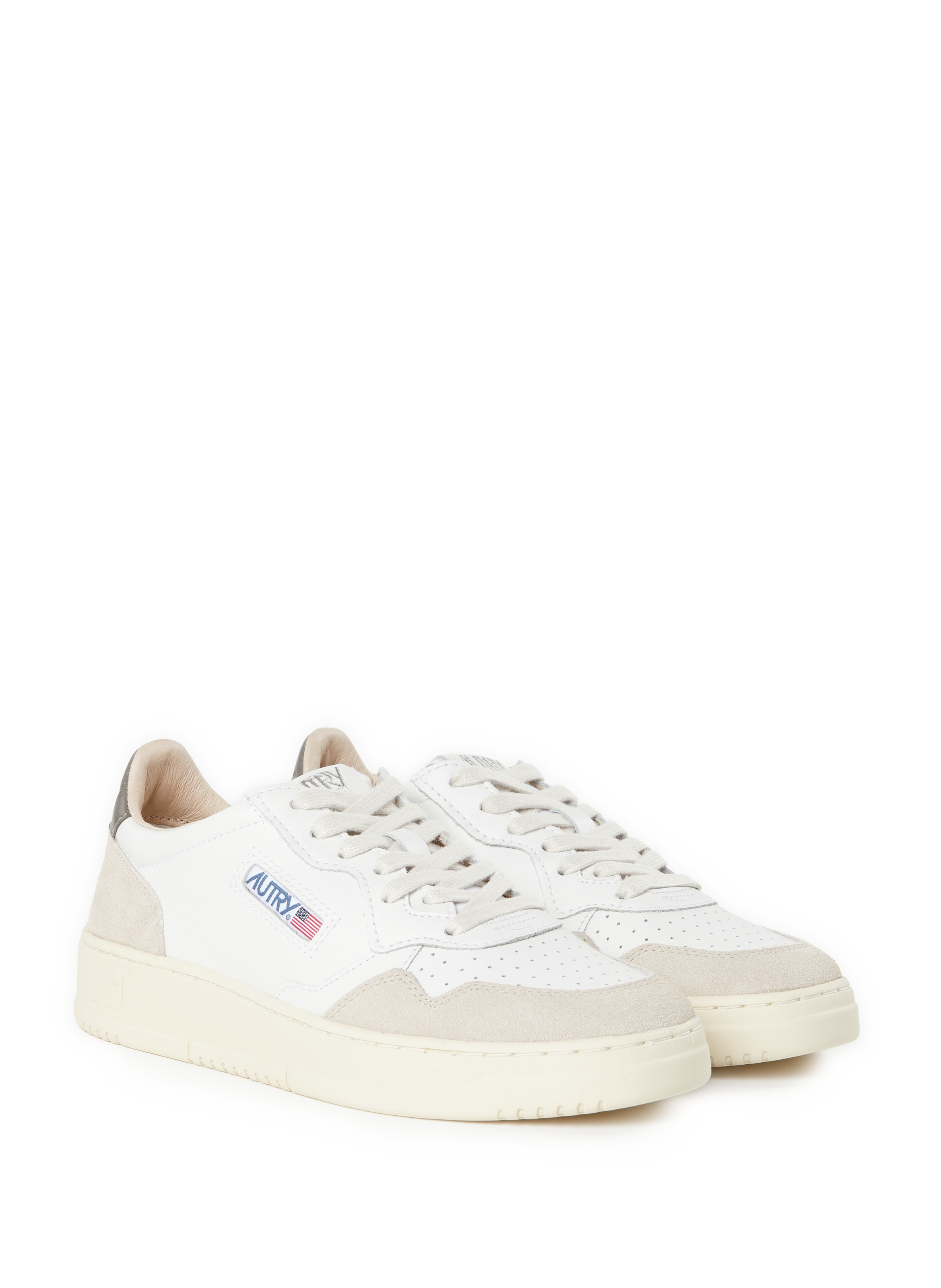 Mixed leather bi-material sneakers AUTRY White