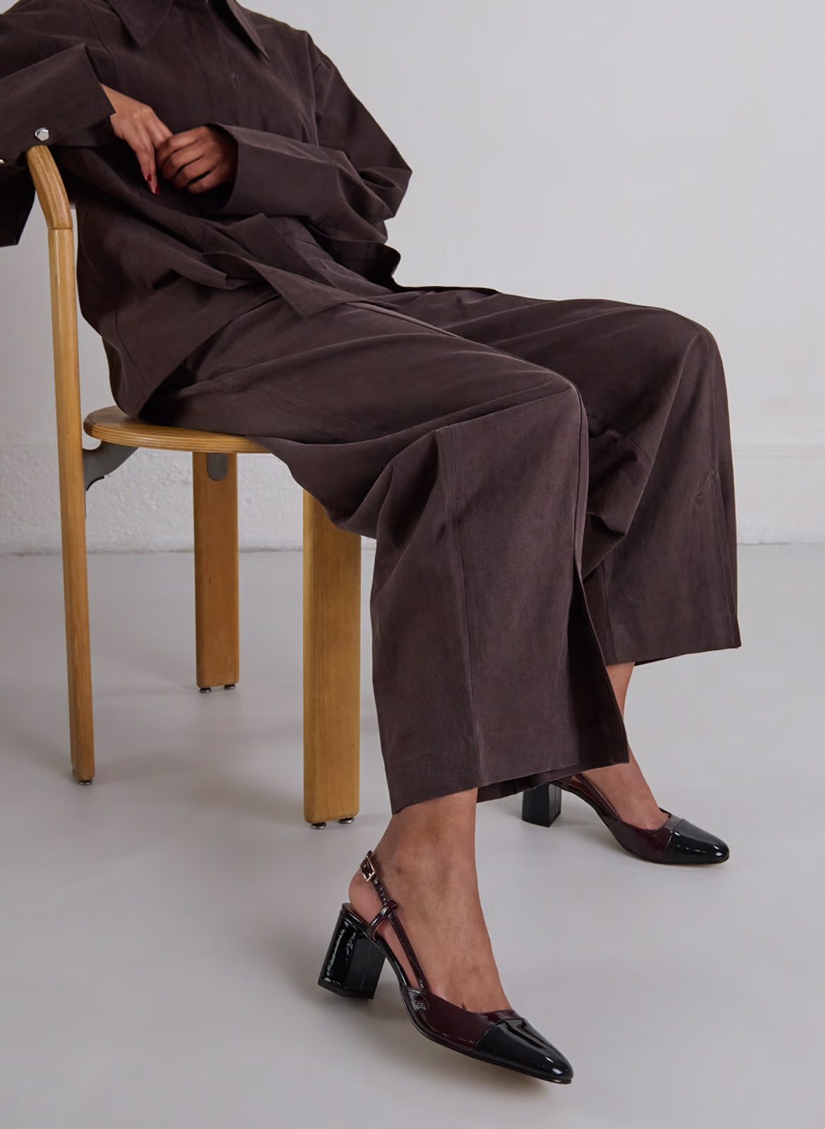 Slingbacks à talons en cuir verni JONAK Rouge