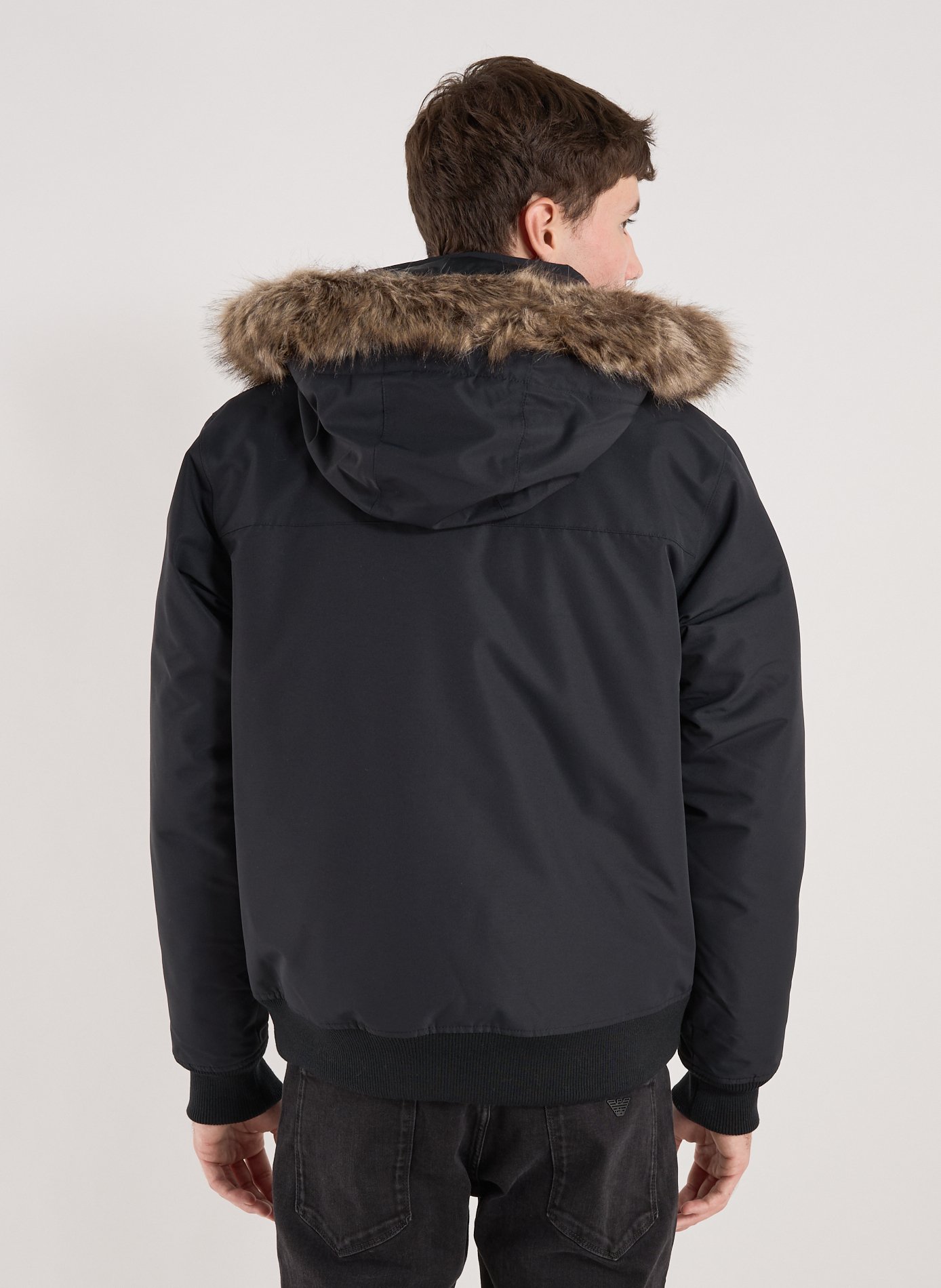 Waterproof hooded jacket with faux fur effect COLUMBIA Black