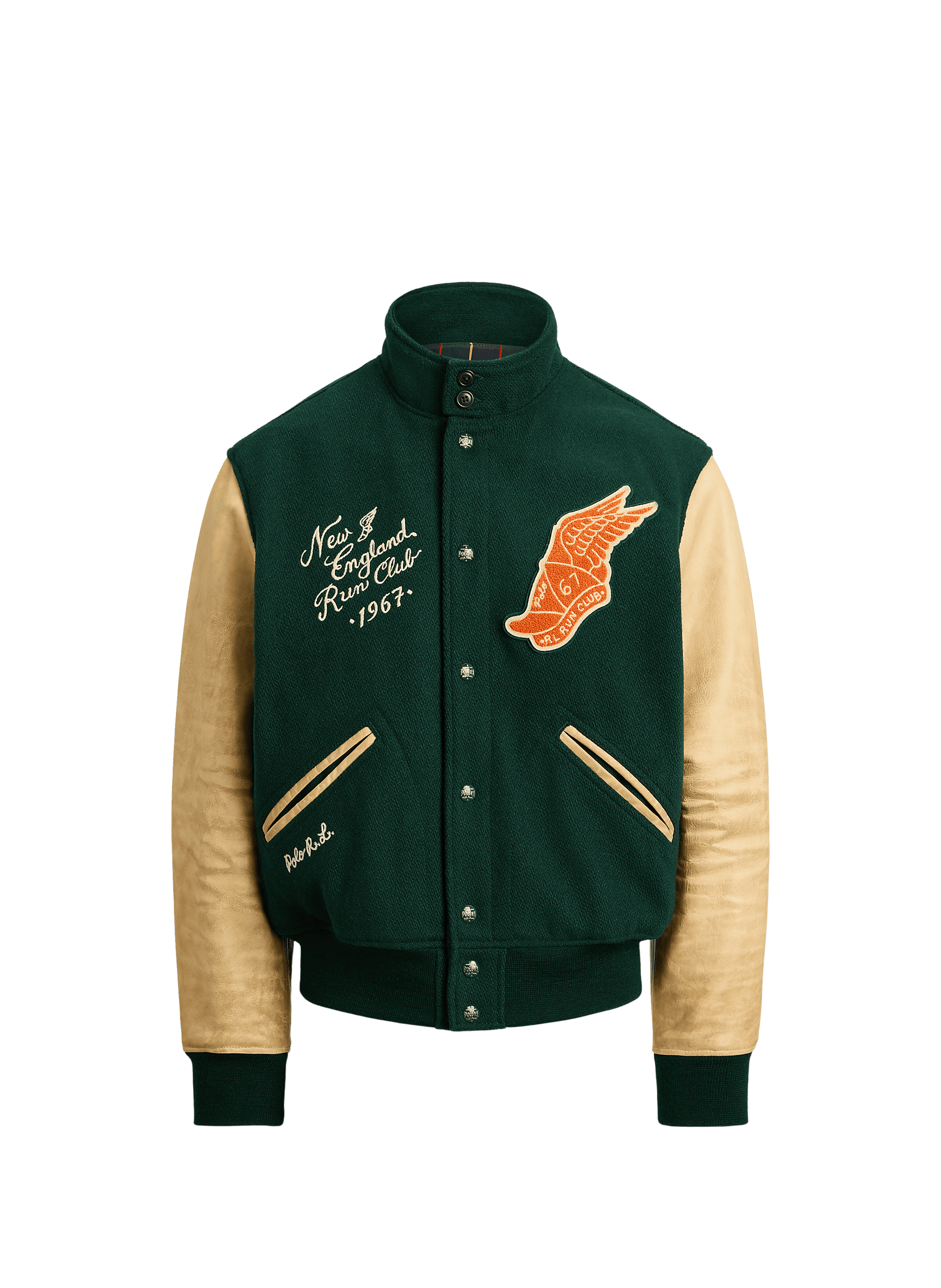 Jacket with high collar in blended wool POLO RALPH LAUREN Green