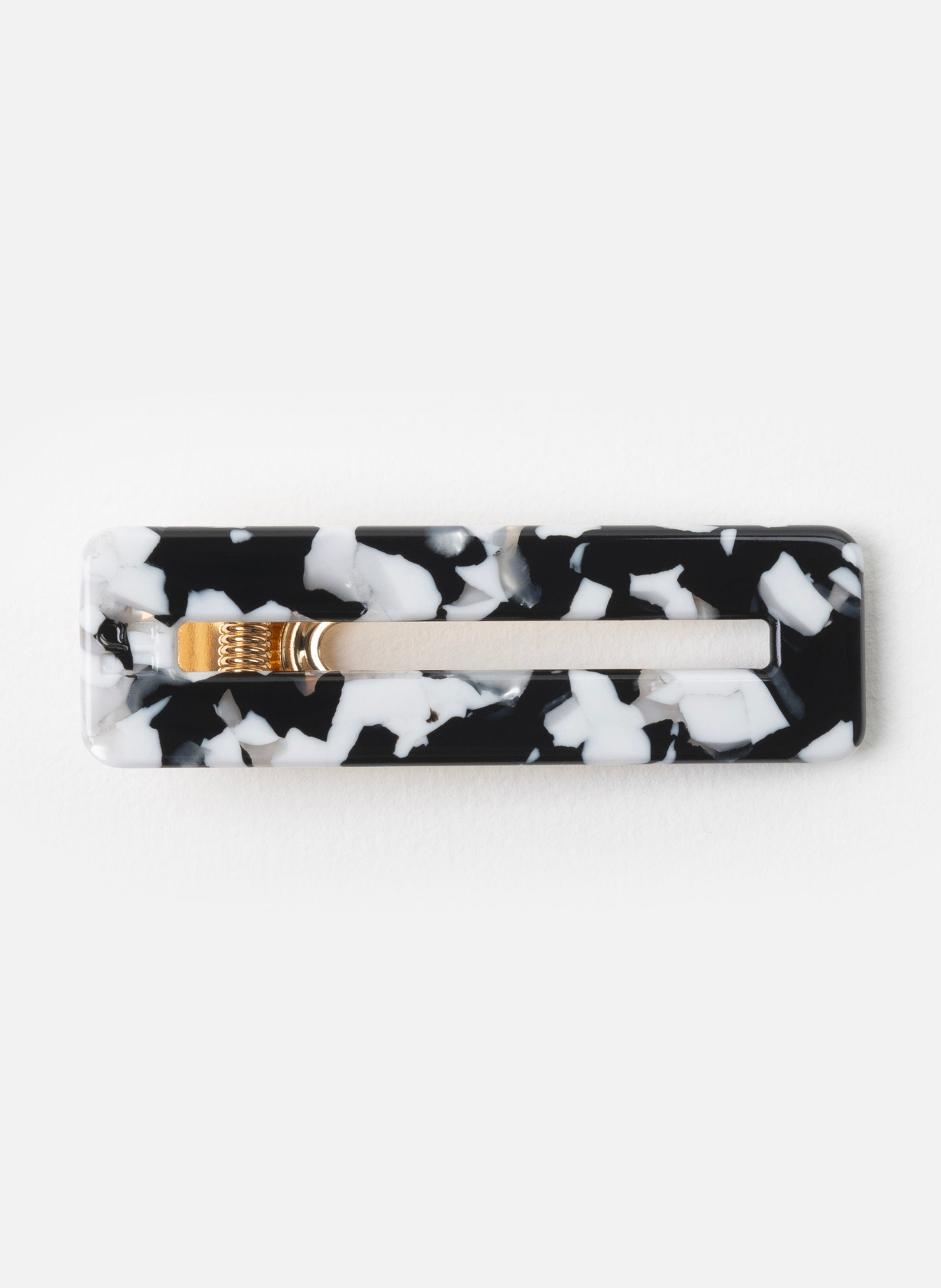 Barrette à cheveux rectangle en acétate de cellulose et acier inoxydable KURAGE GINZA Noir