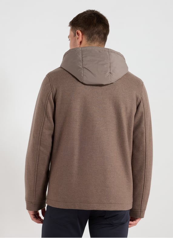 Hooded jacket in blended wool and cotton. | Brown by WOOLRICH Hooded jacket in blended wool and cotton. Brown
