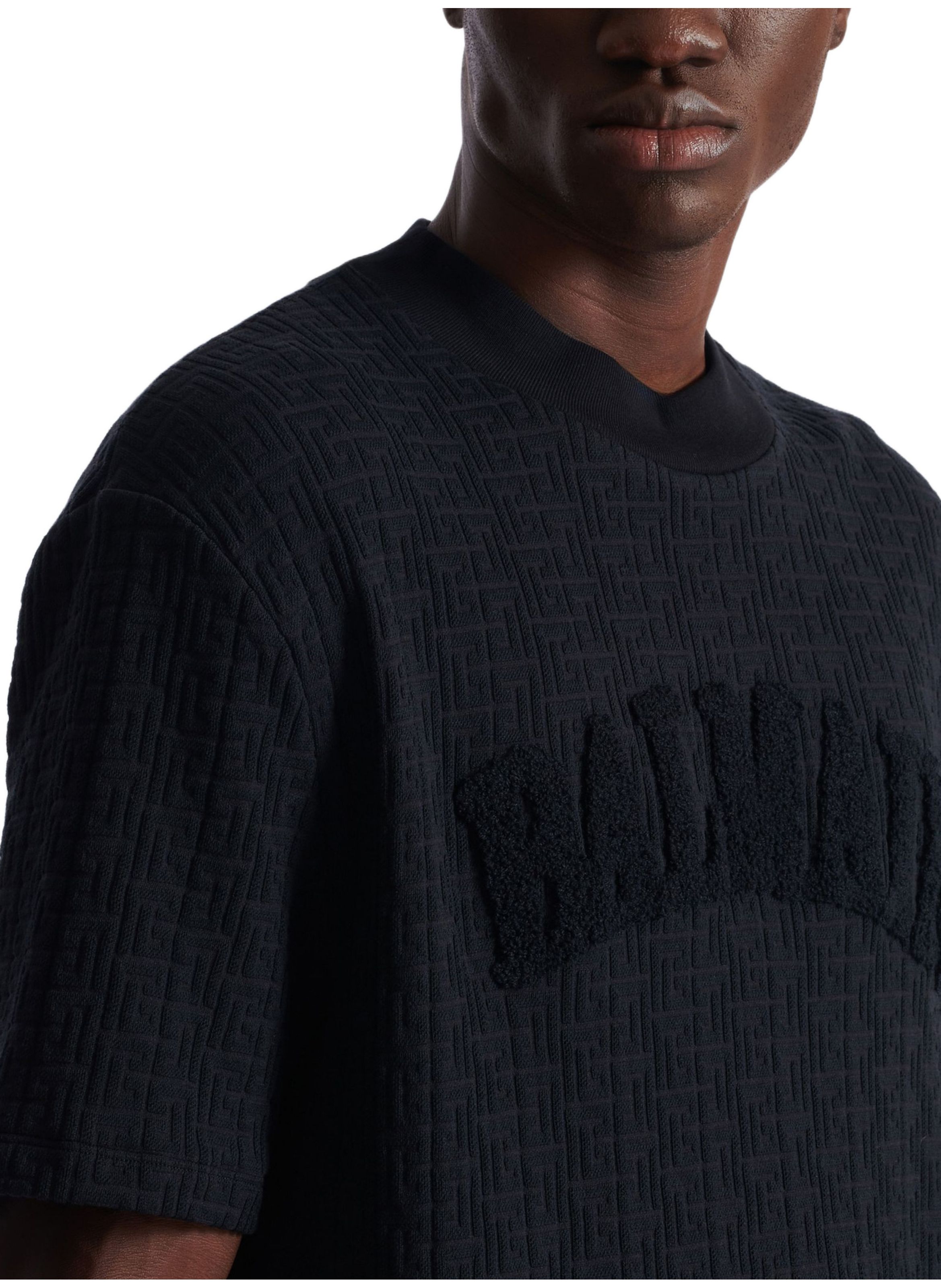 T-shirt monogramme éponge BALMAIN Noir