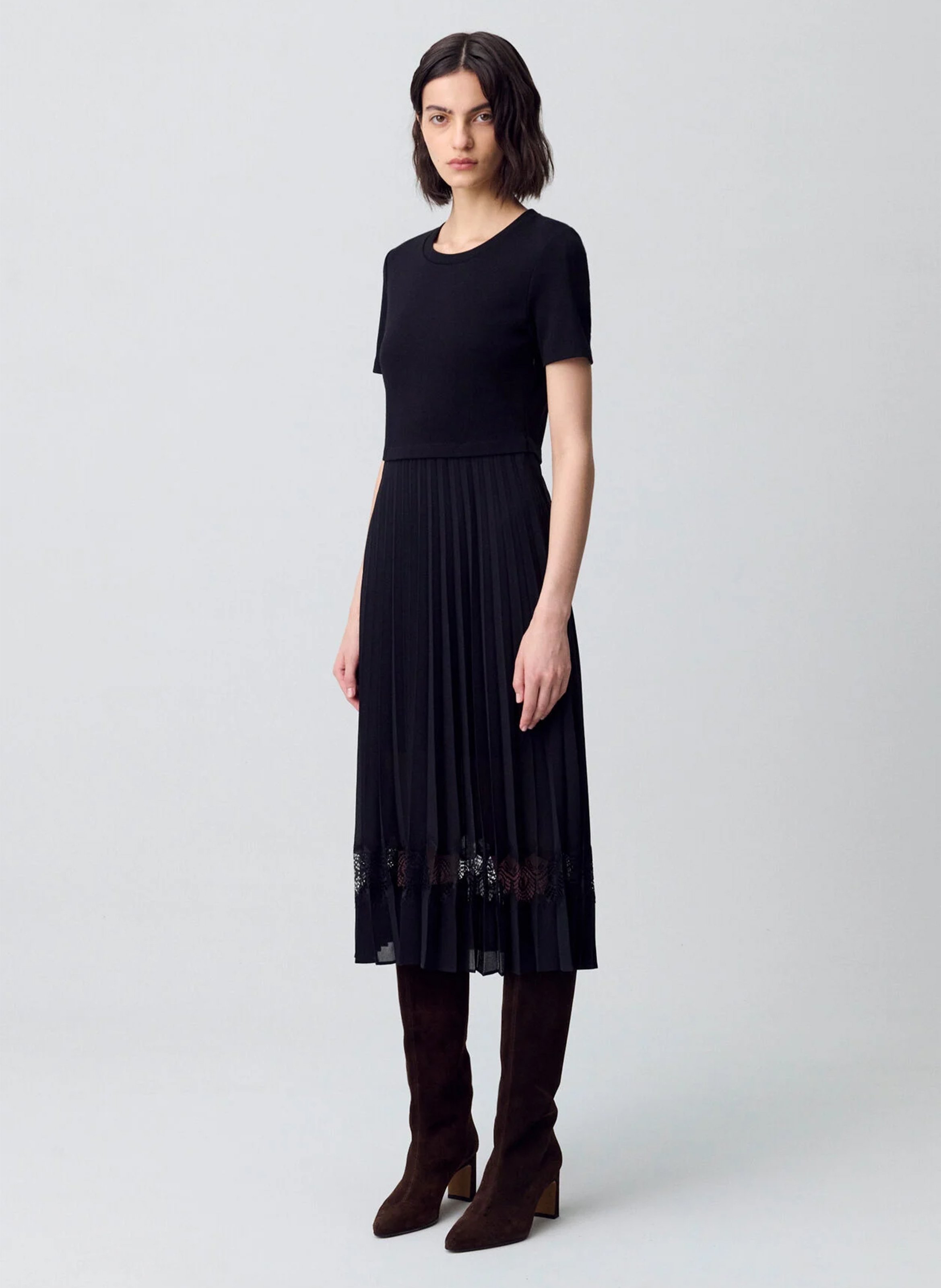 Robe midi bi-matière CLAUDIE PIERLOT Noir
