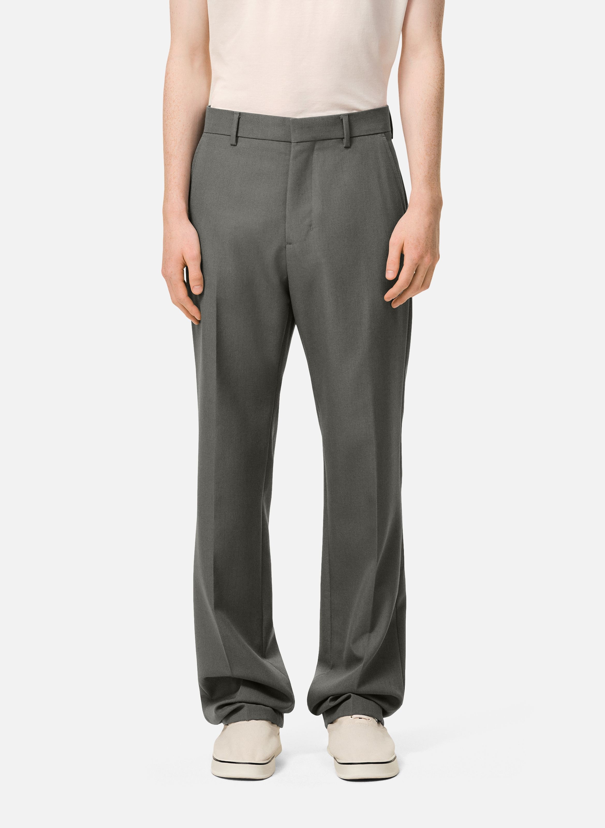 Pantalon droit en laine AMI PARIS Gris