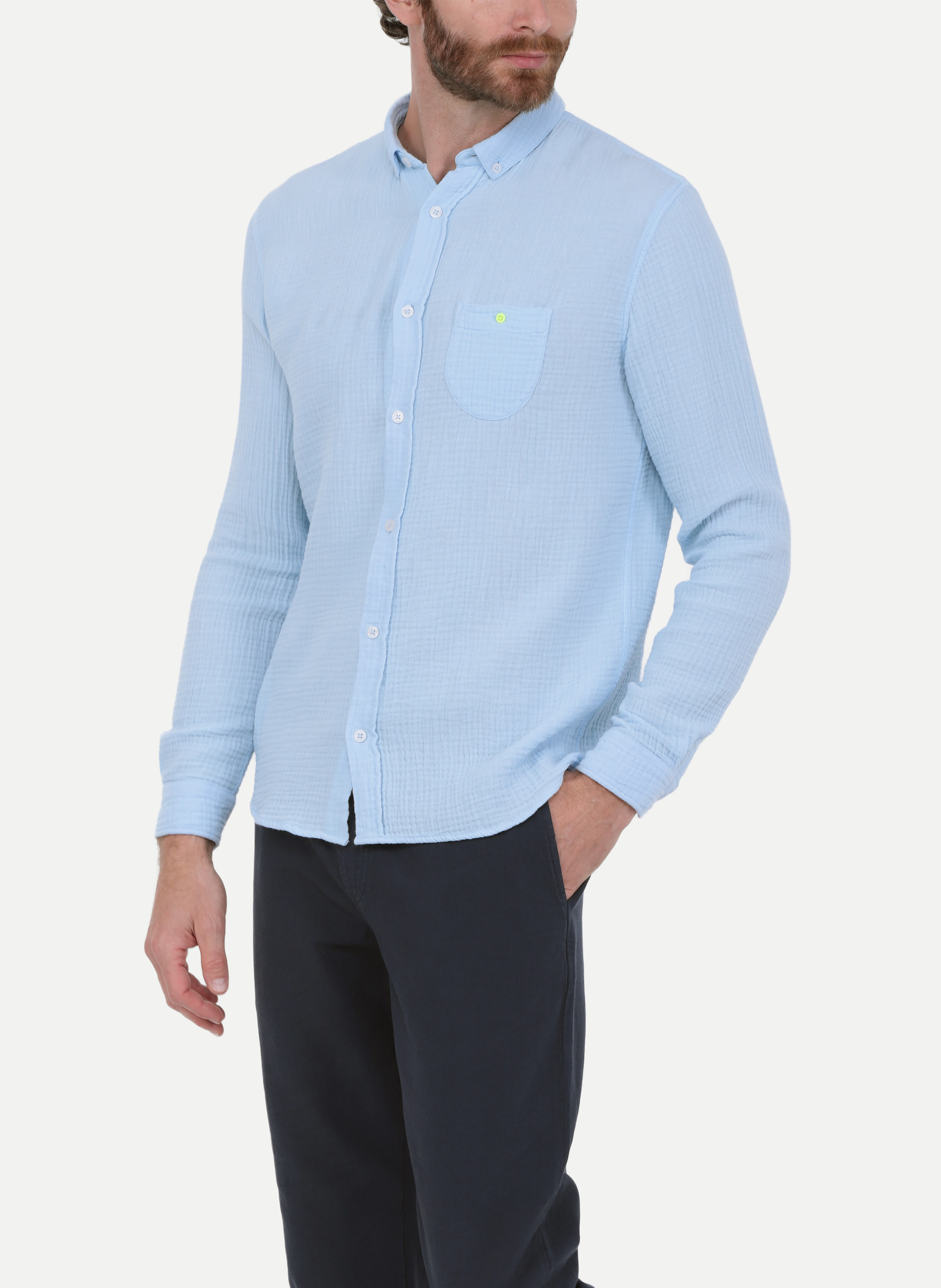 Chemise bleu ciel en gaze de coton GILI'S Bleu