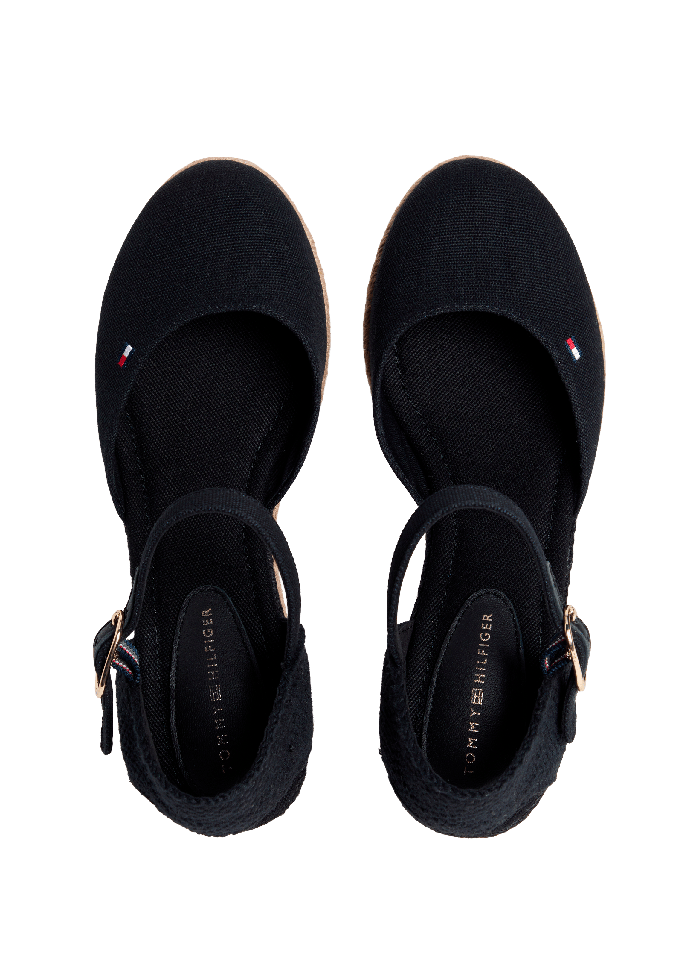 Espadrilles compensées en toile de coton TOMMY HILFIGER Noir