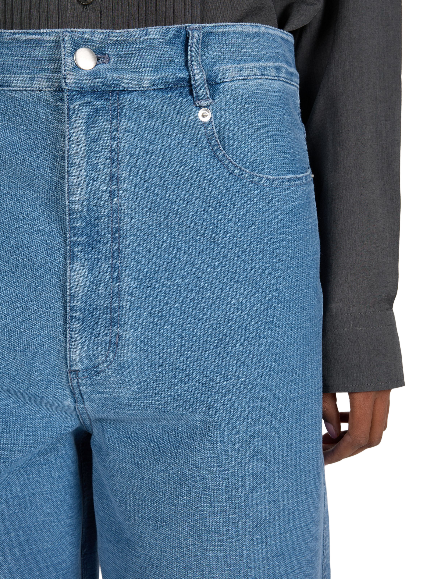 Wide-leg cotton blend jeans TIBI Blue