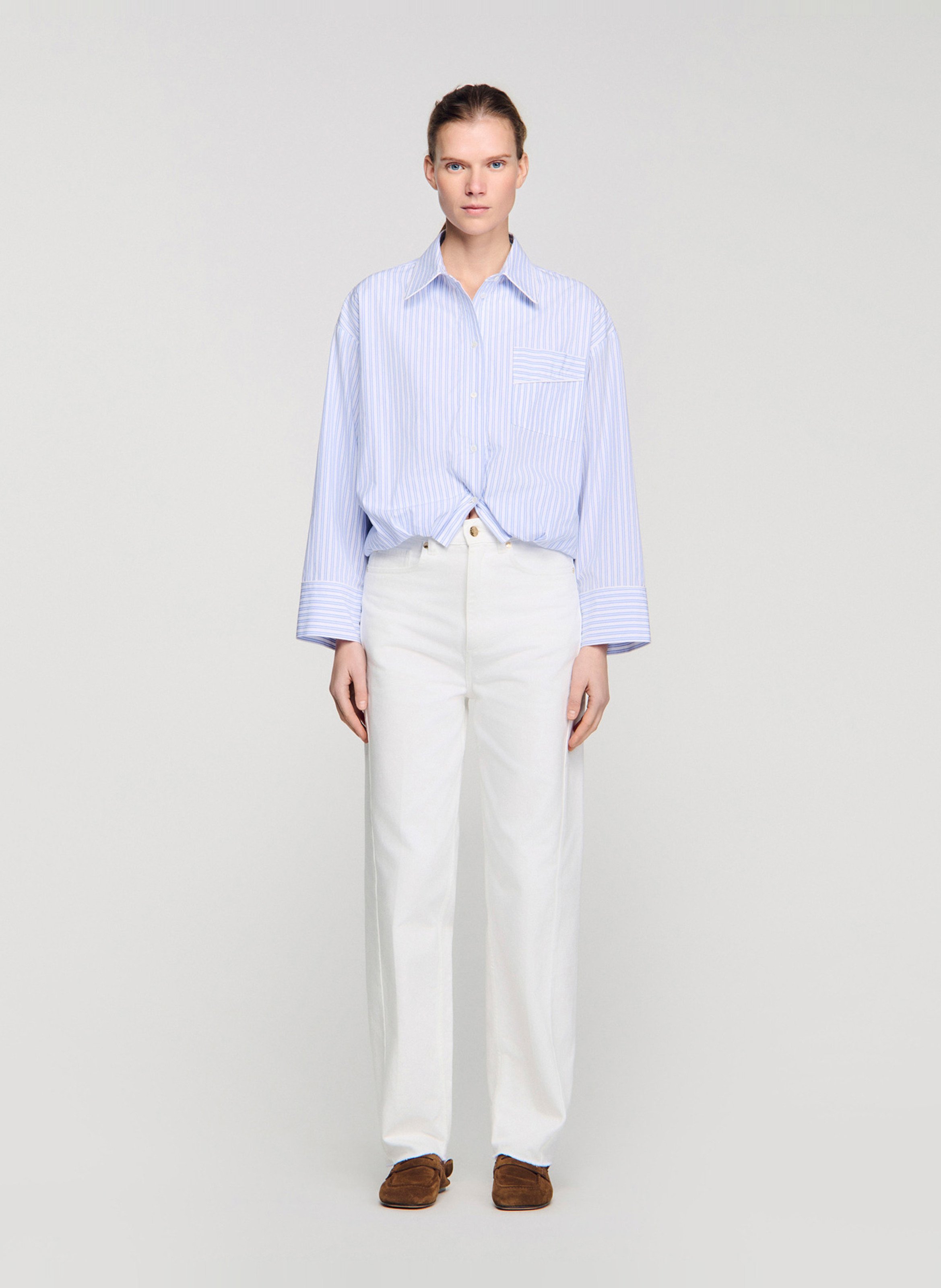 Chemise oversize en coton rayé SANDRO Bleu