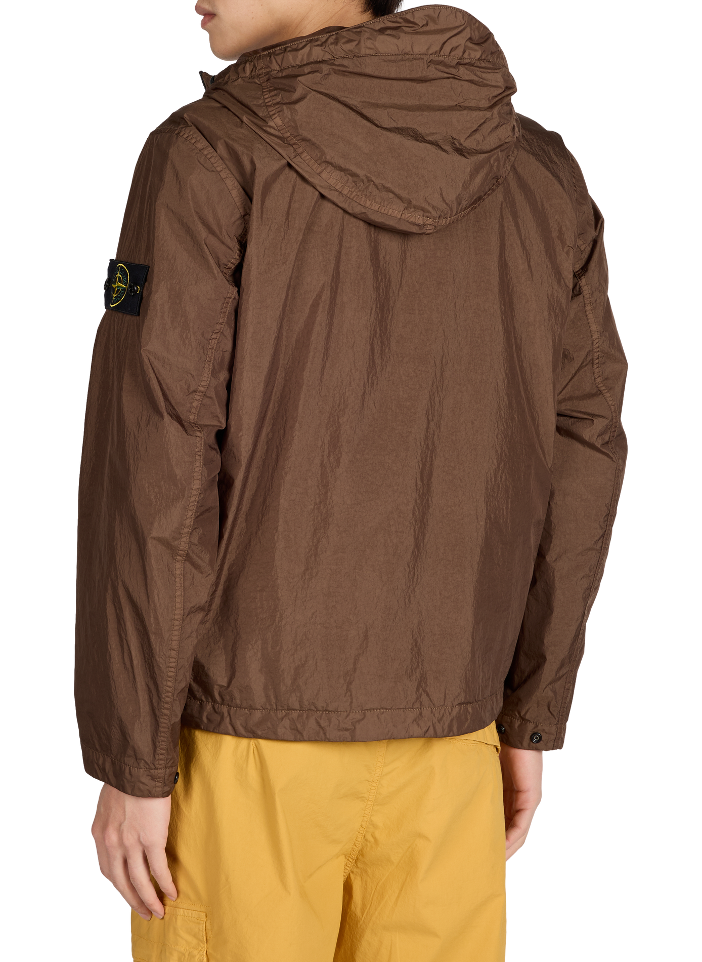 Recycled polyester-blend windbreaker jacket STONE ISLAND Brown