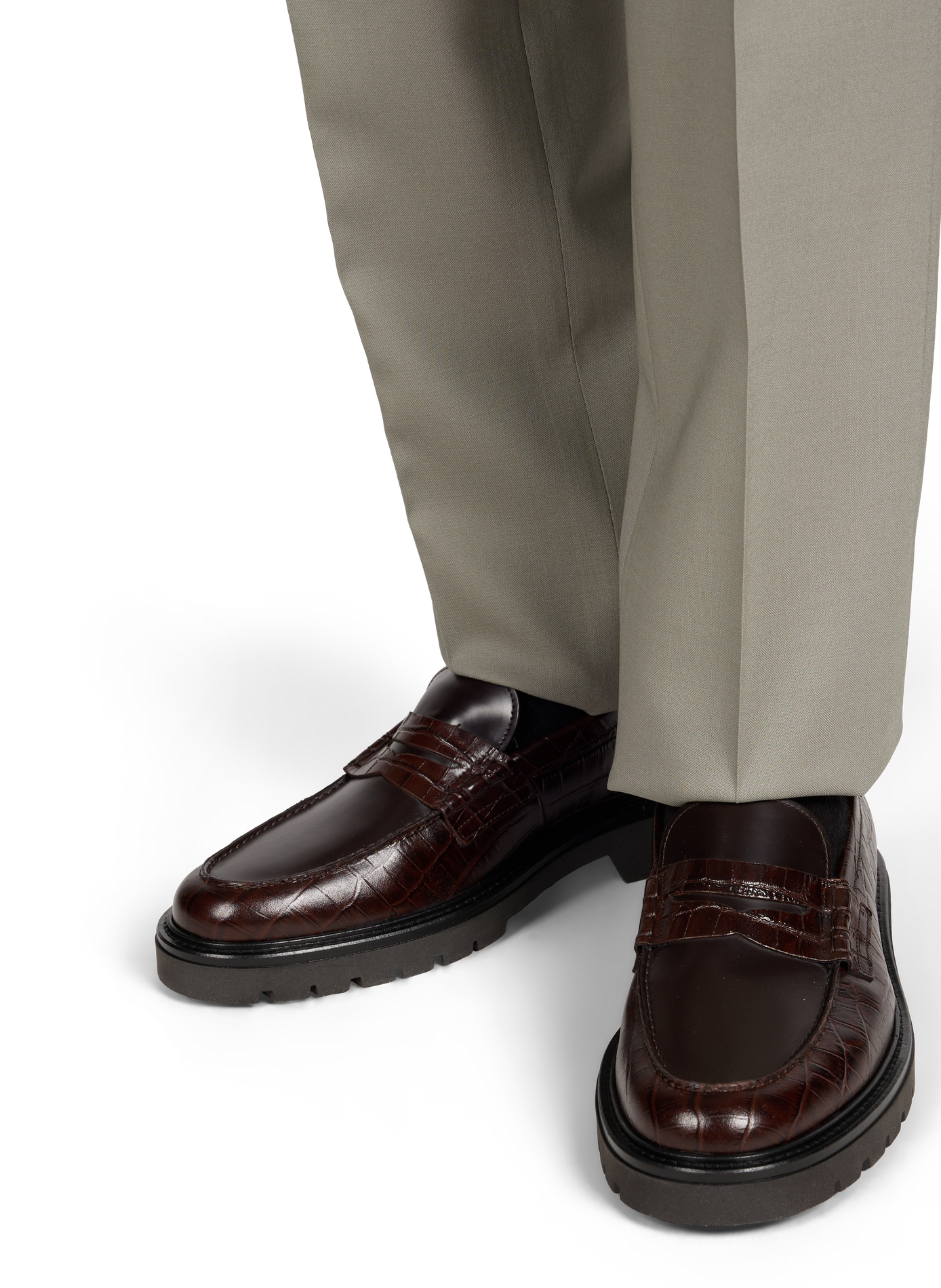 Croco embossed leather Bolzano moccasins PAUL SMITH Brown