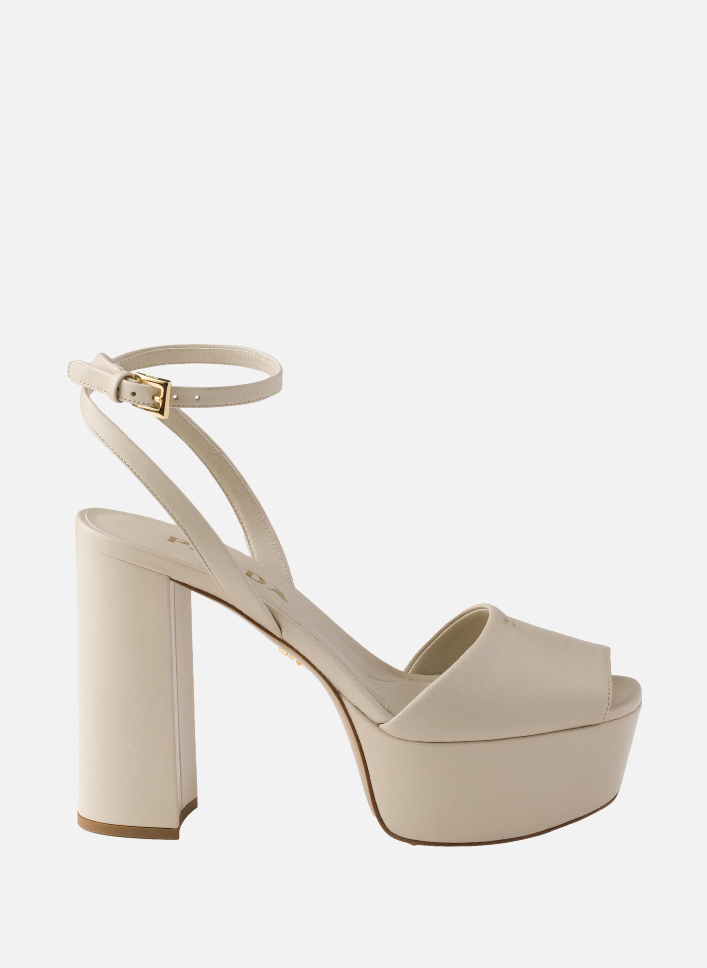 Sandales à plateforme en cuir nappa PRADA Beige