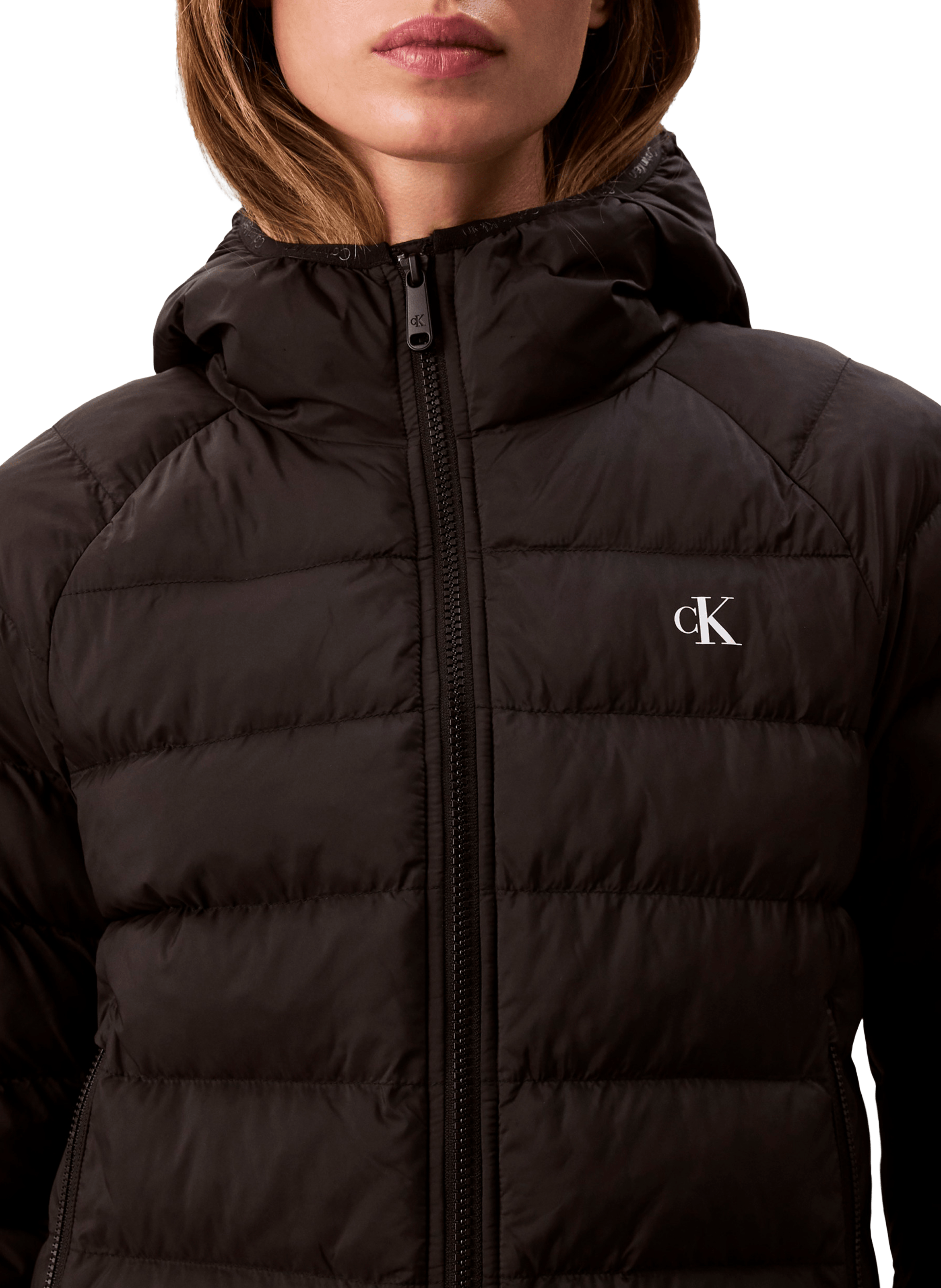 Doudoune courte à capuche CALVIN KLEIN Noir