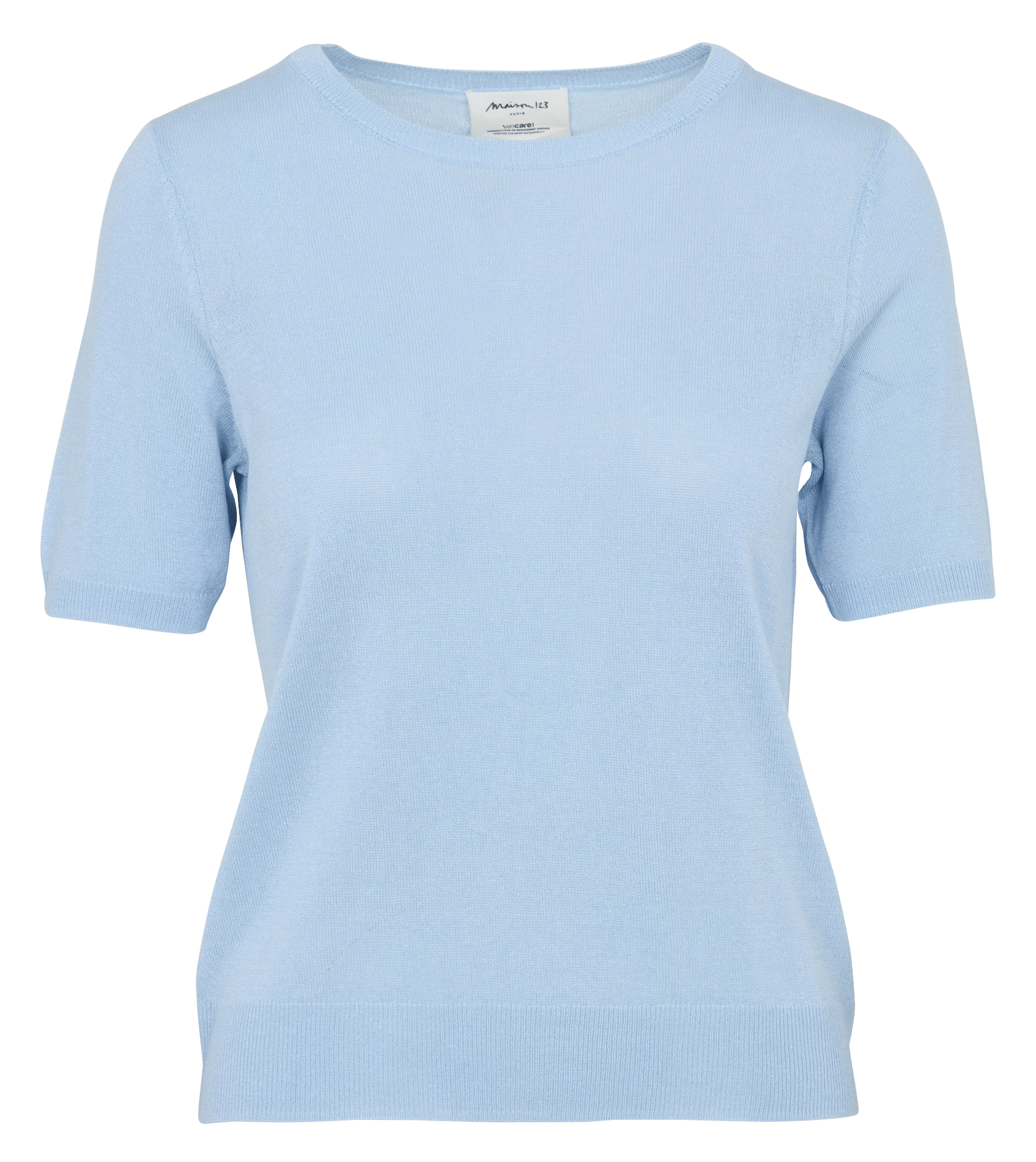 Pull manches courtes en maille fine unie paprika bis MAISON 123 Bleu