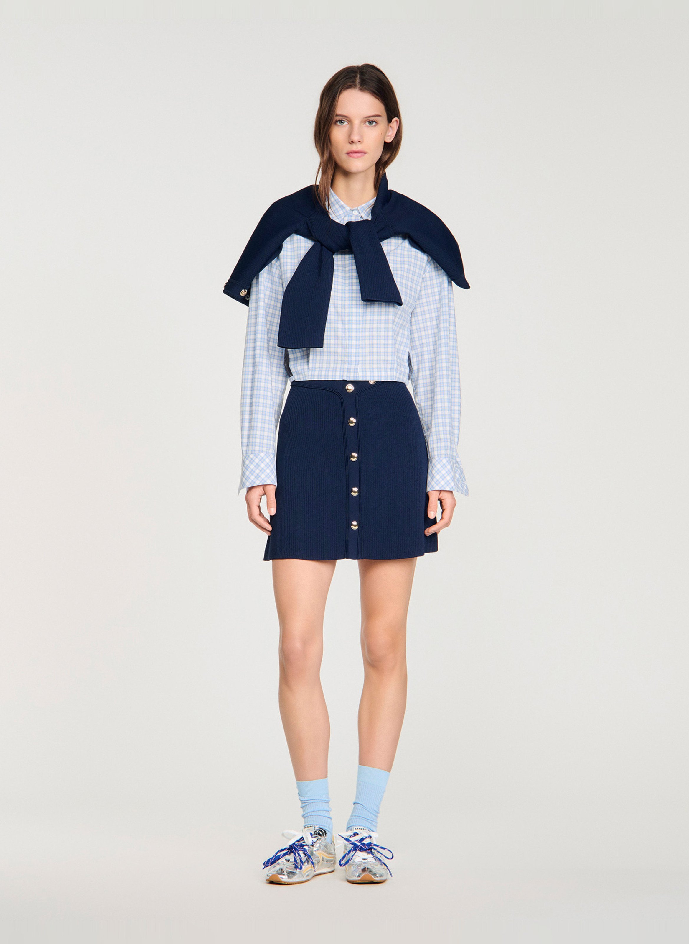 Jupe courté évasée SANDRO Bleu