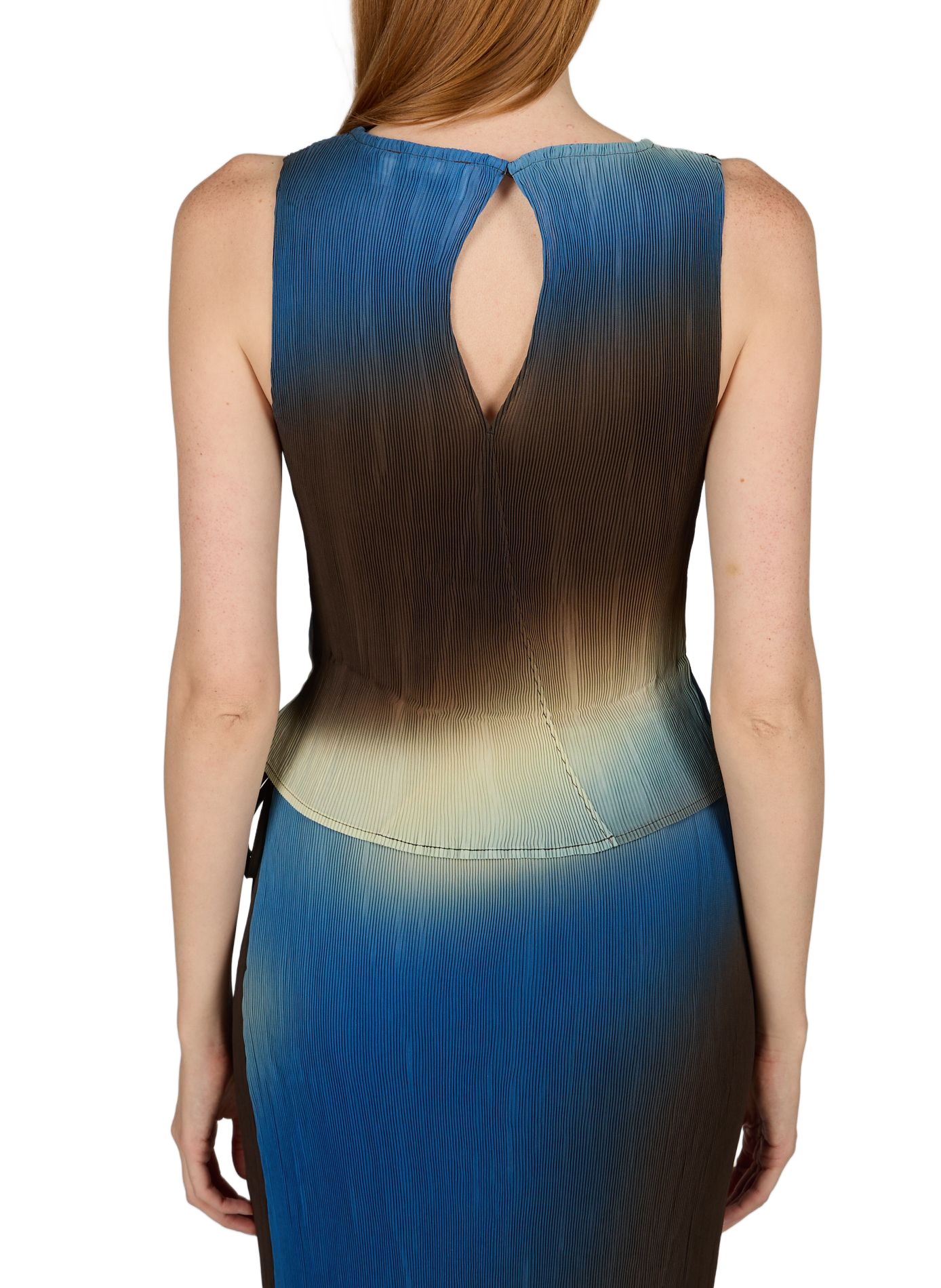 Pleated boat neck tank top THINKING MU Beige