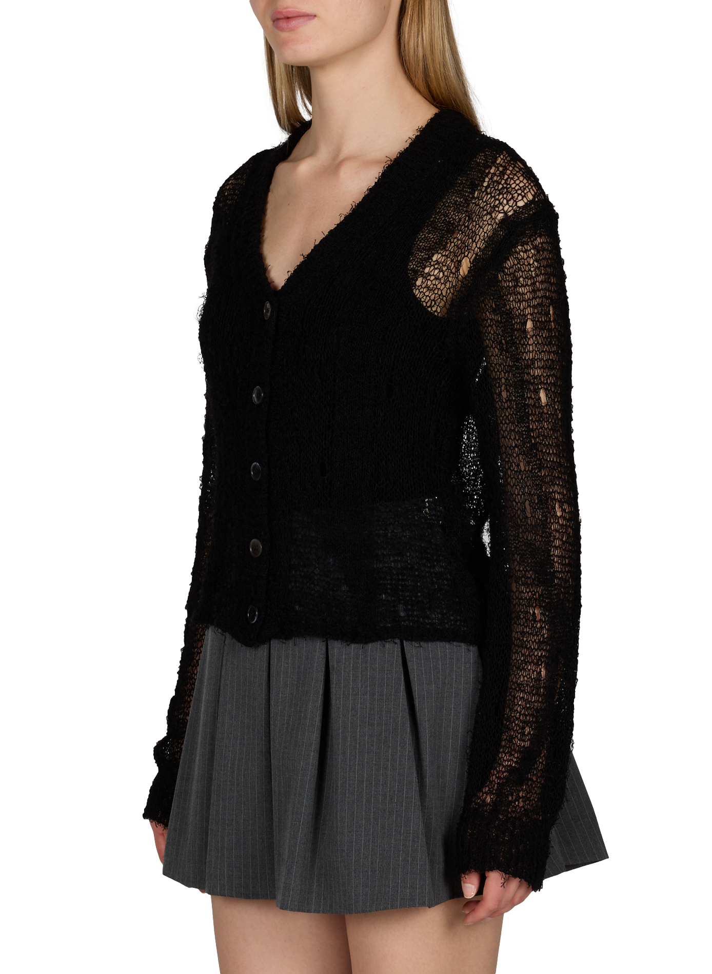 Cardigan maille large en lin et coton mélangés OUR LEGACY Noir