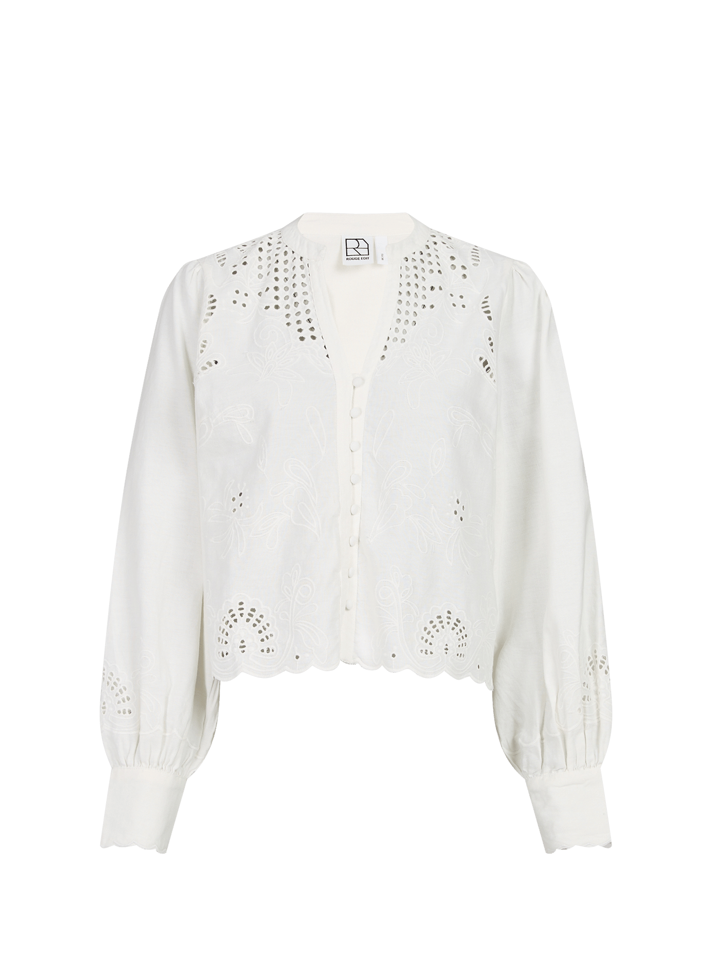 Embroidered linen and cotton shirt ROUGE EDIT Beige