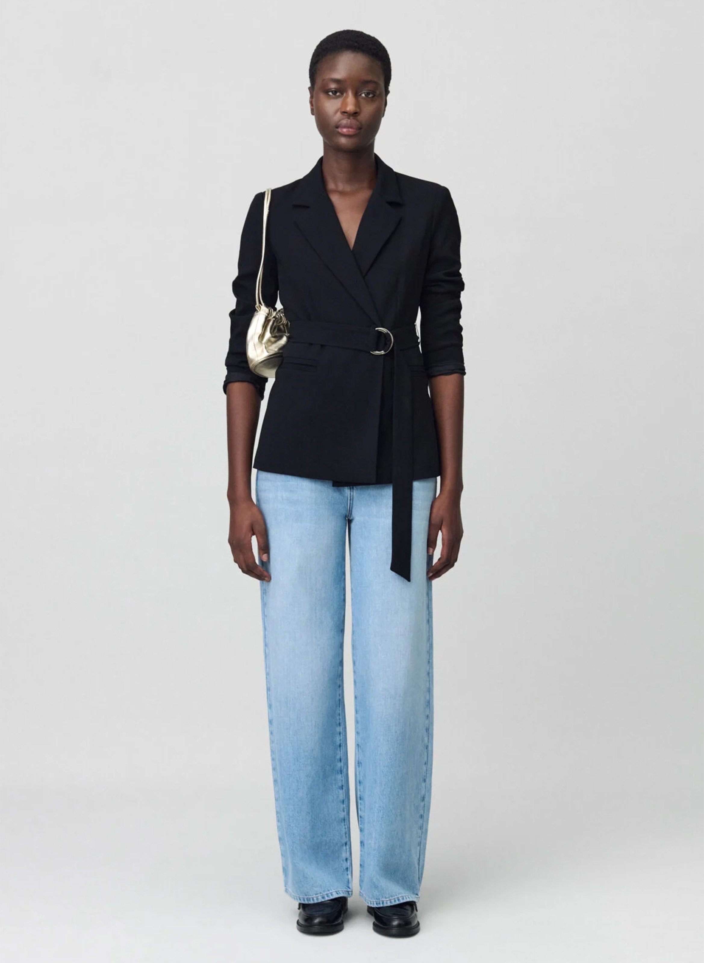 Veste col tailleur ceinturée CLAUDIE PIERLOT Noir