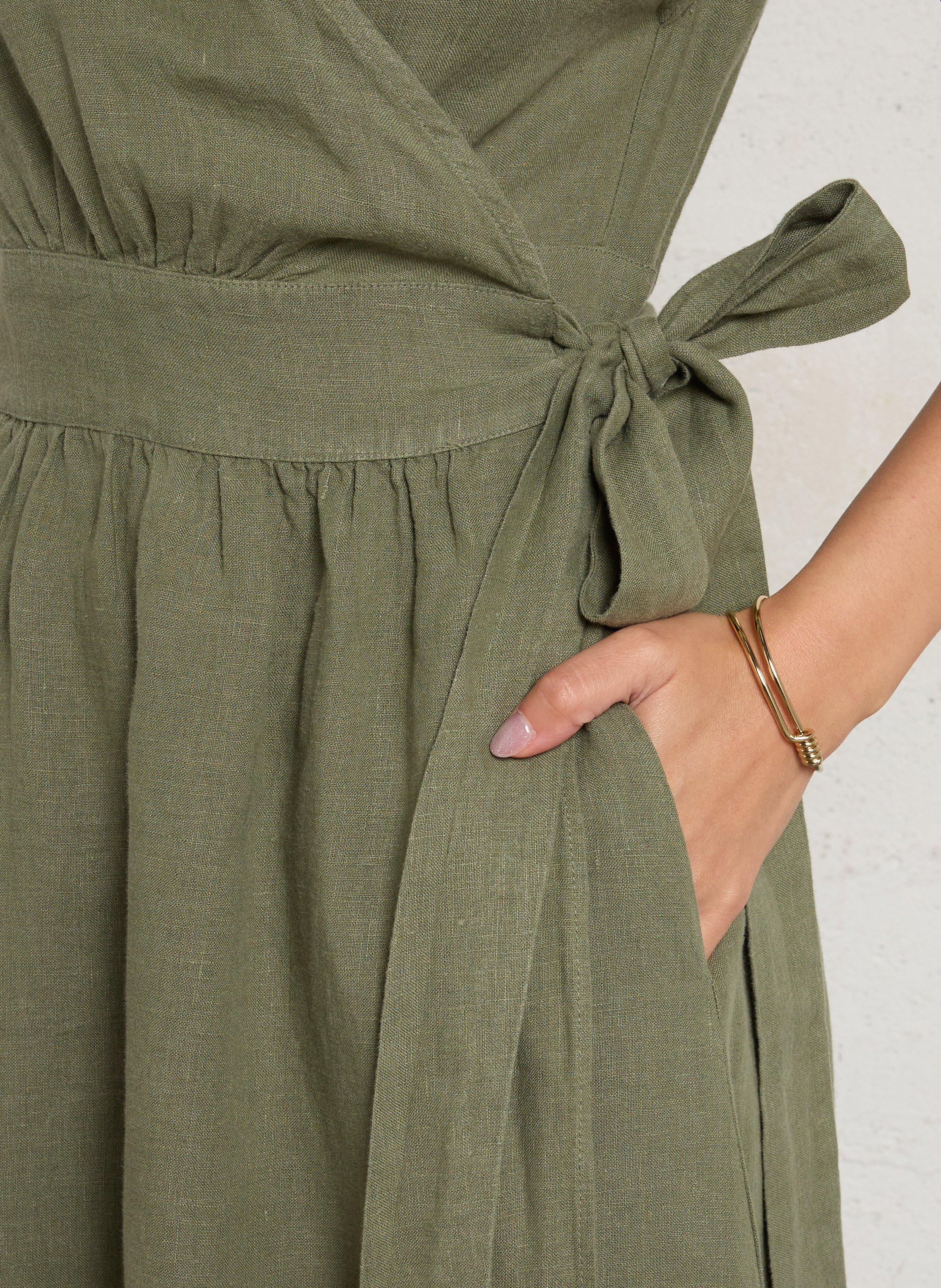 Robe longue cintrée en lin baleare MAISON 123 Vert