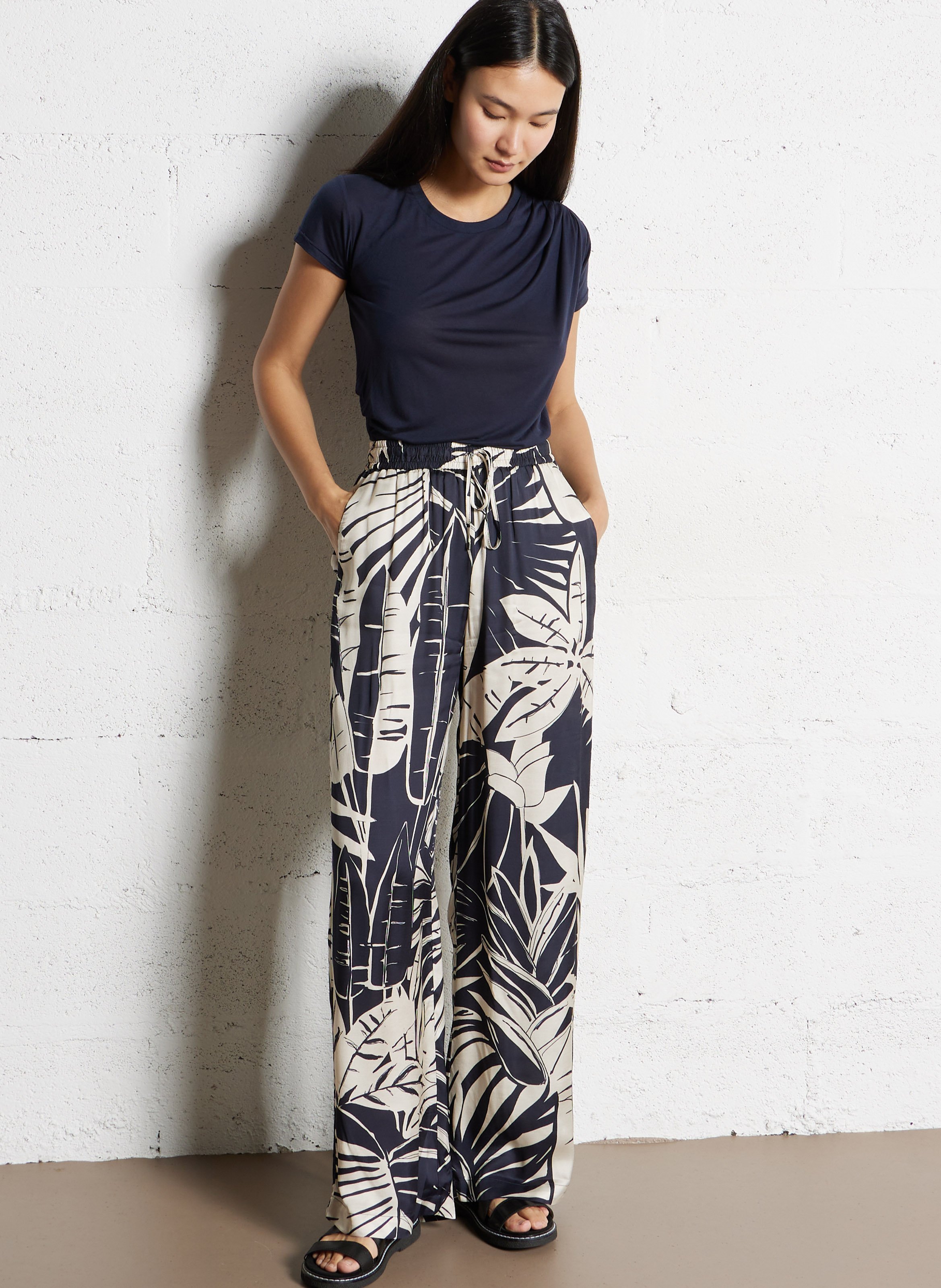 Pantalon large imprimé IKKS Bleu