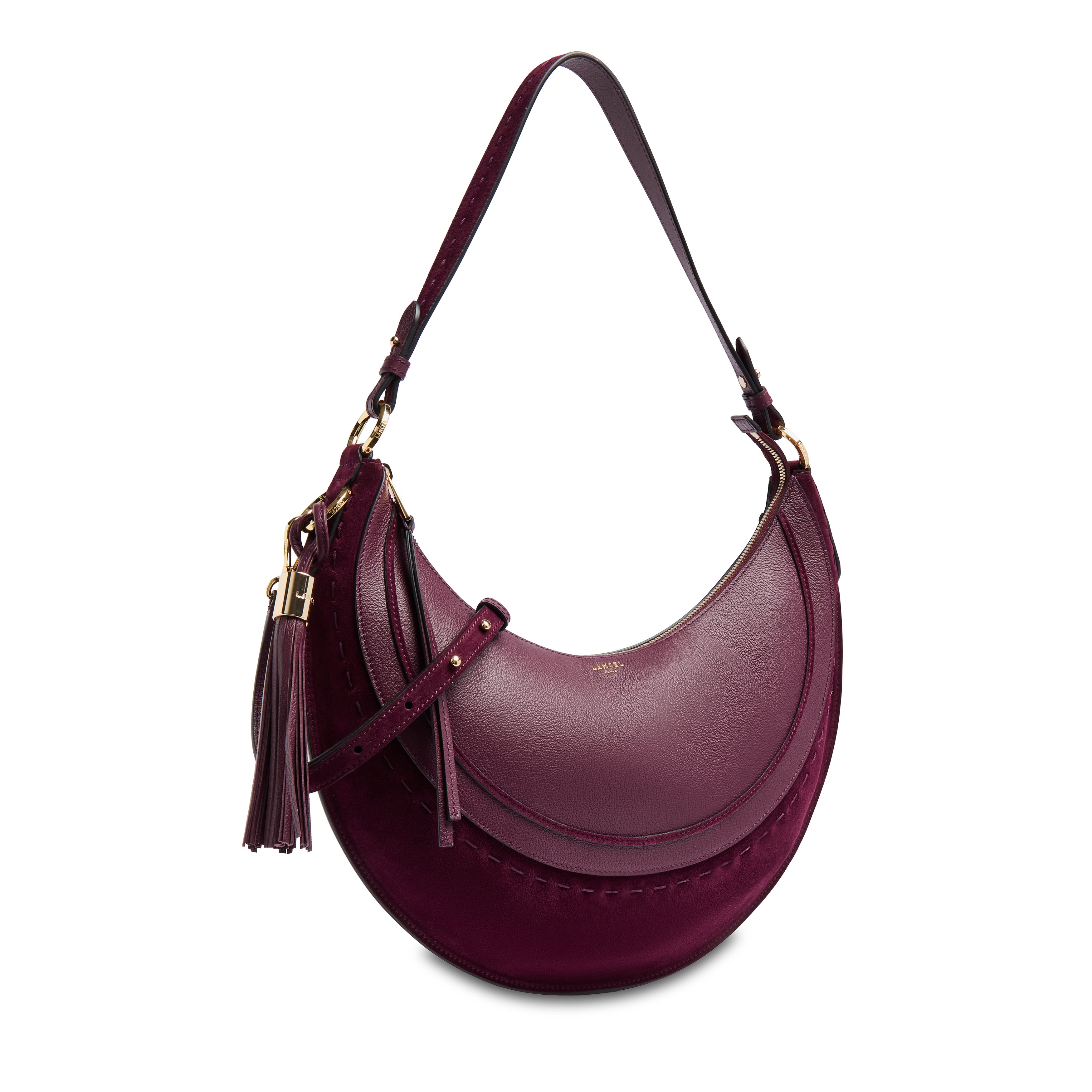 Sac hobo hoboheme de lancel en animation suede : cuirs de vachette suede & graine LANCEL Violet