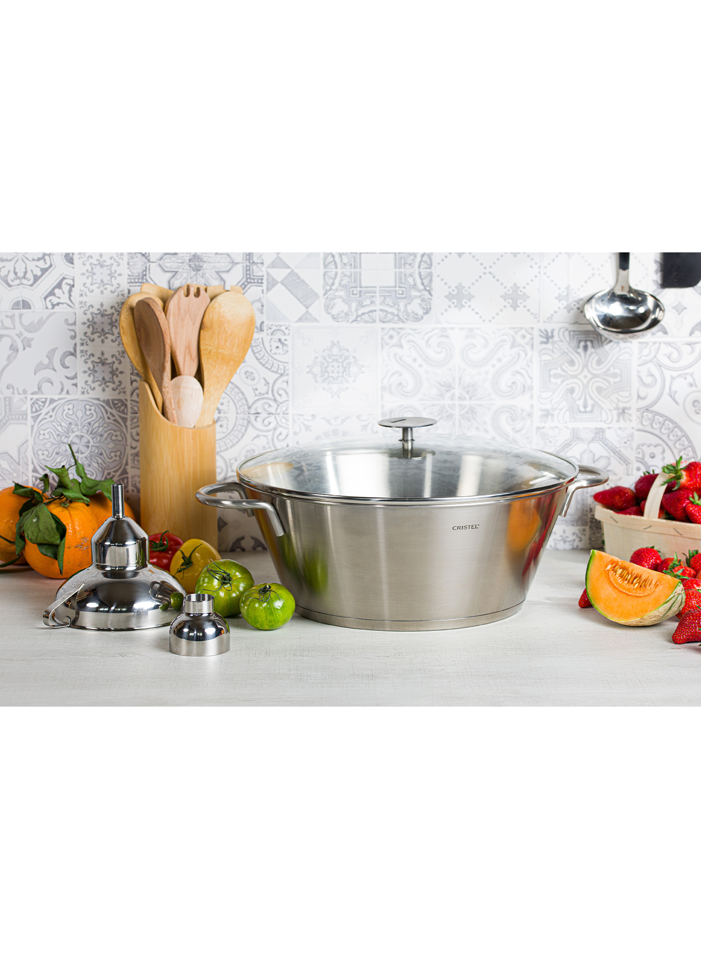 Set d'entonnoirs pour confitures en inox CRISTEL Gris