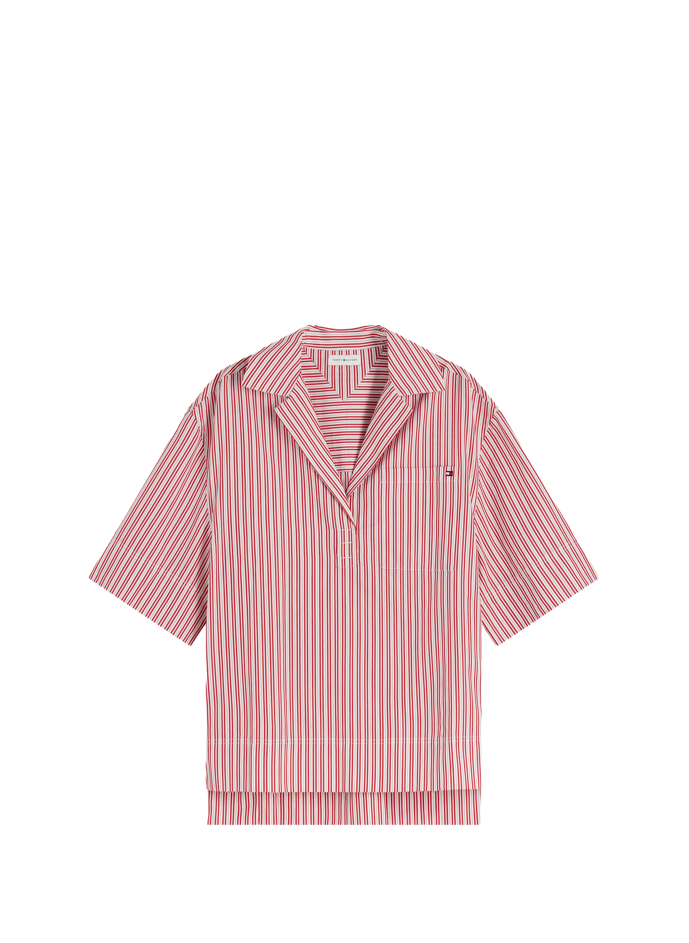 Chemise col v à rayures en coton TOMMY HILFIGER Multicolore