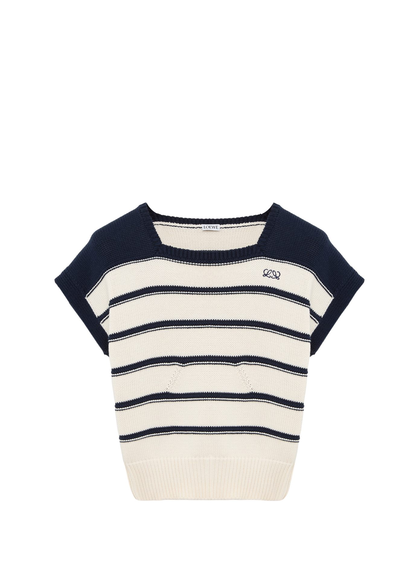 Sleeveless cotton and wool jumper LOEWE White