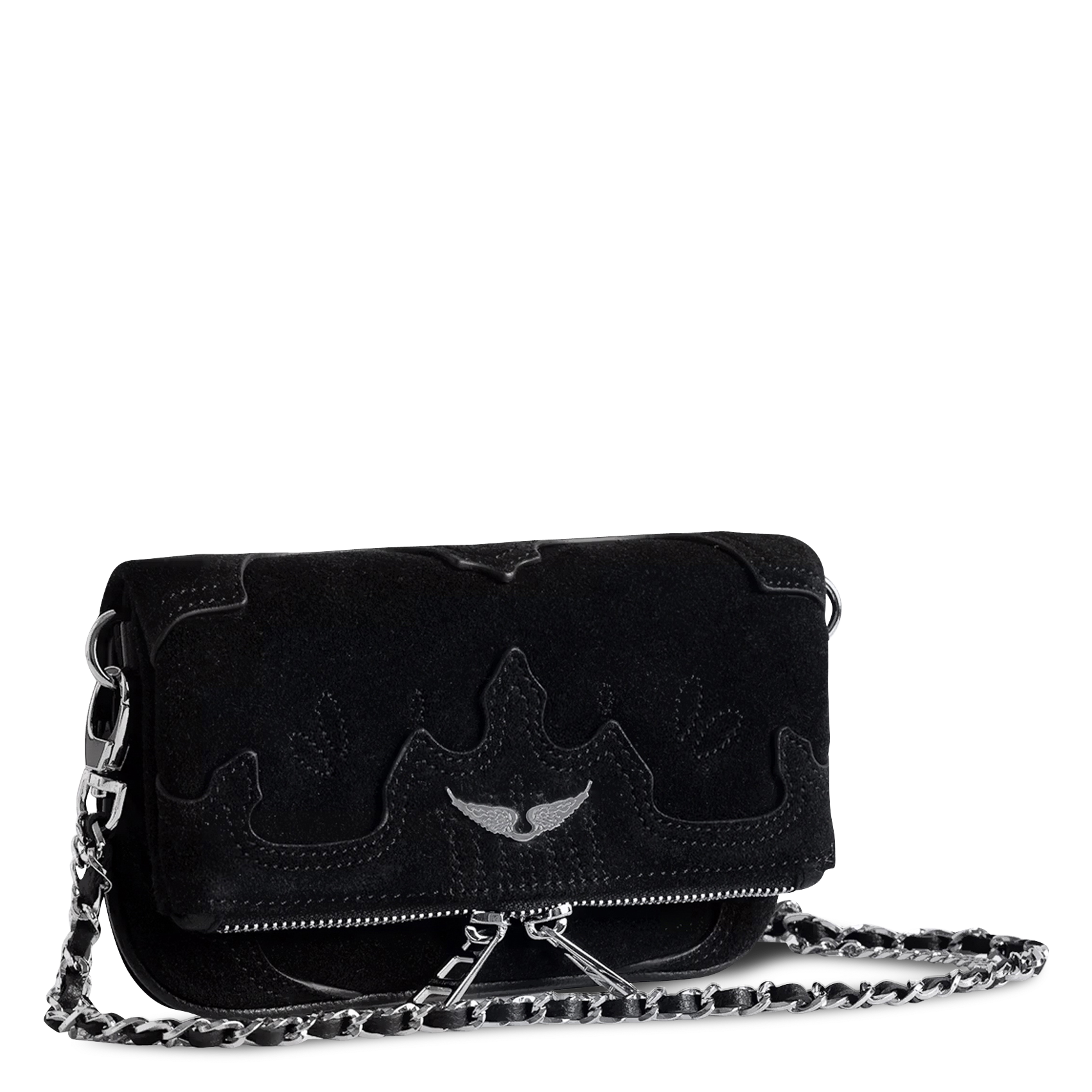 Sac bandoulière en cuir velours rock mini ZADIG&VOLTAIRE Noir