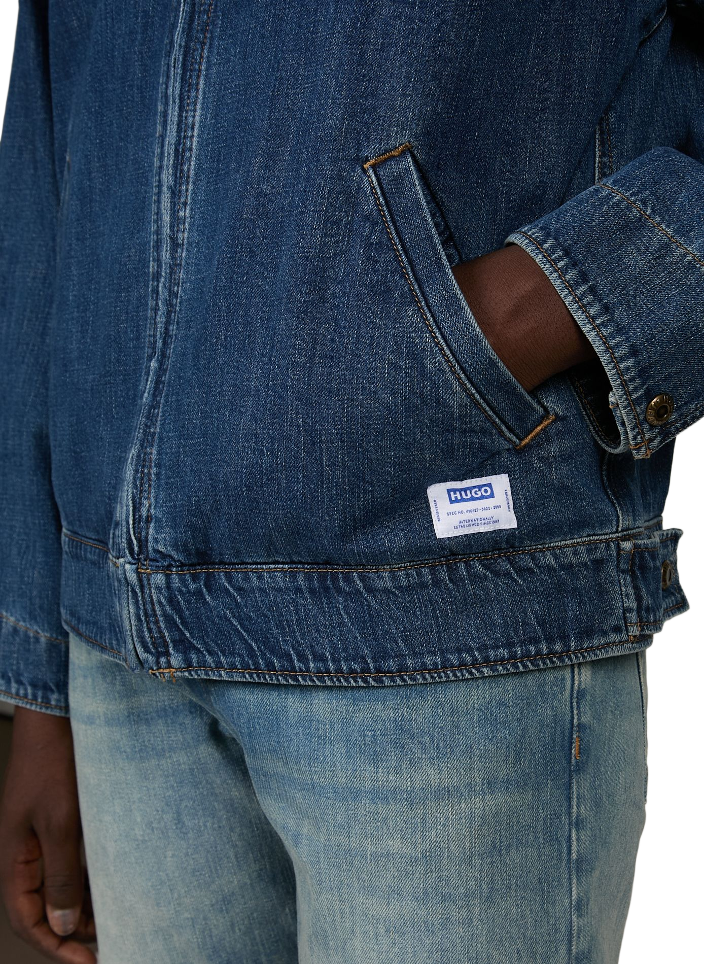 Jacket with classic cotton denim collar HUGO BLUE Blue