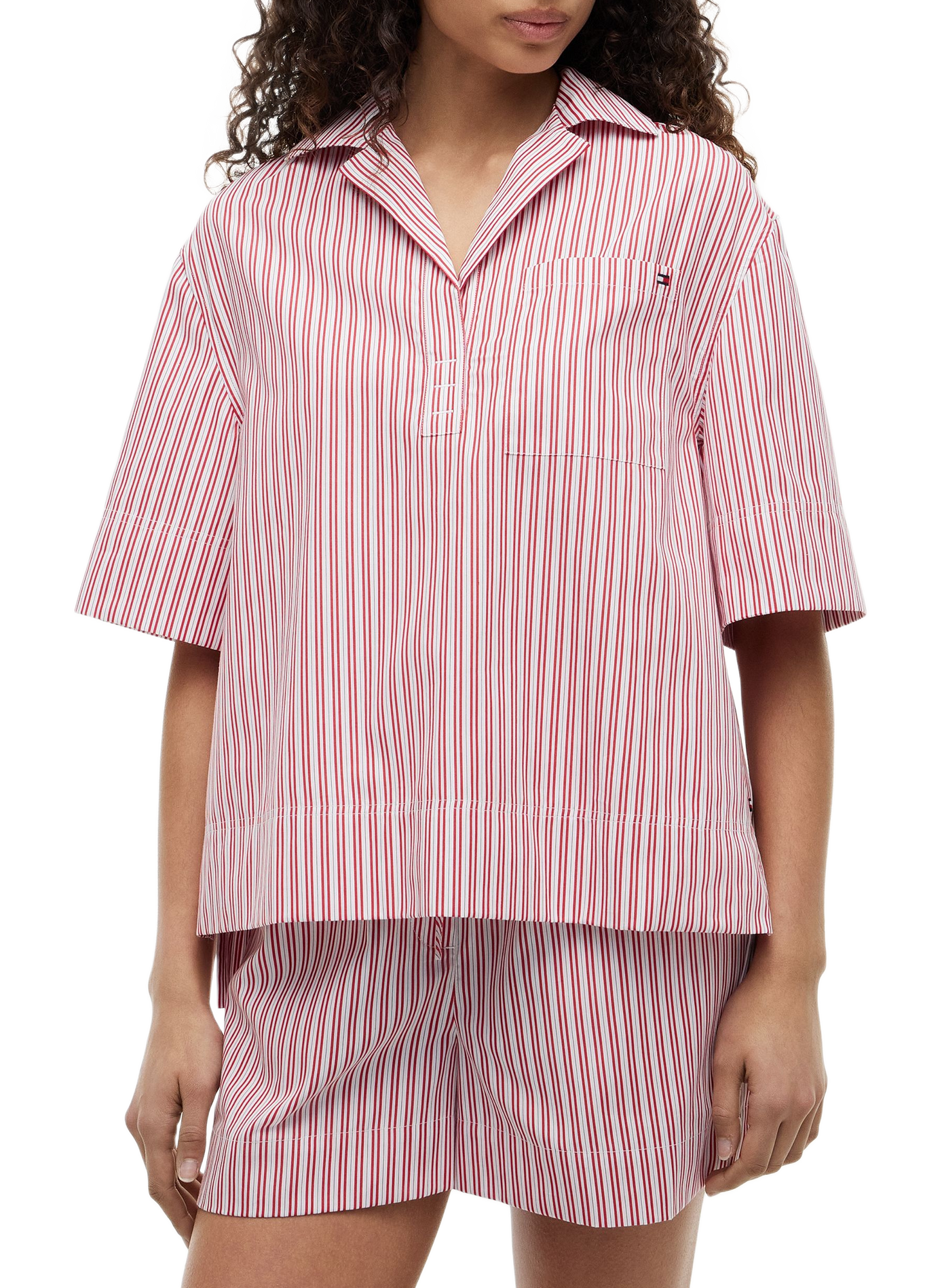 V-neck striped cotton shirt TOMMY HILFIGER Multicolour